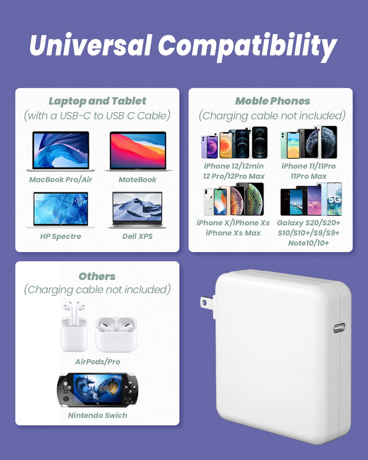 Bbabybling 140W Usb C Power Adapter   Macbook Pro Charger Compatible With 13/14/15/16 Inch After 2016, For Mac Book Air After 20