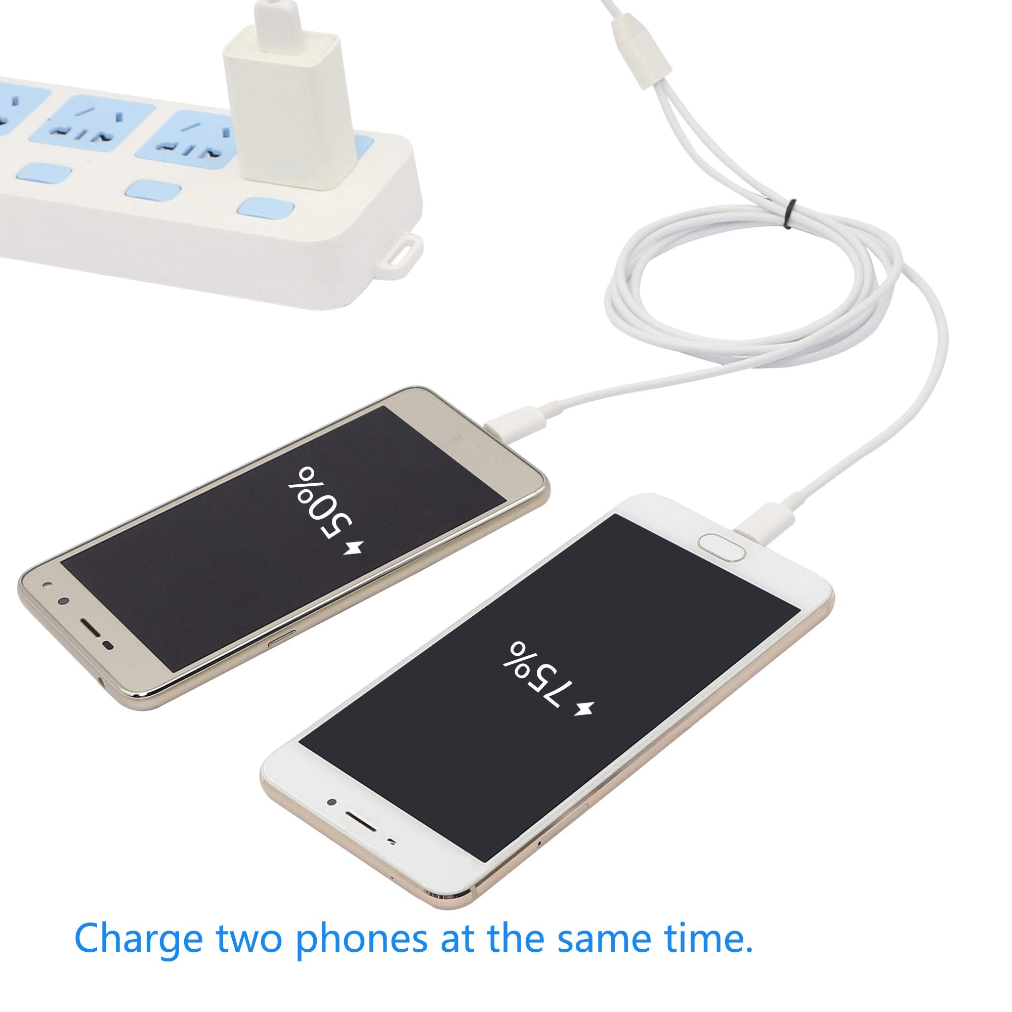 Cerrxian 3Ft Usb 2.0 Type A Male To 2 Micro Usb Male Splitter Y Data Charge Connector Adapter Cable (White)