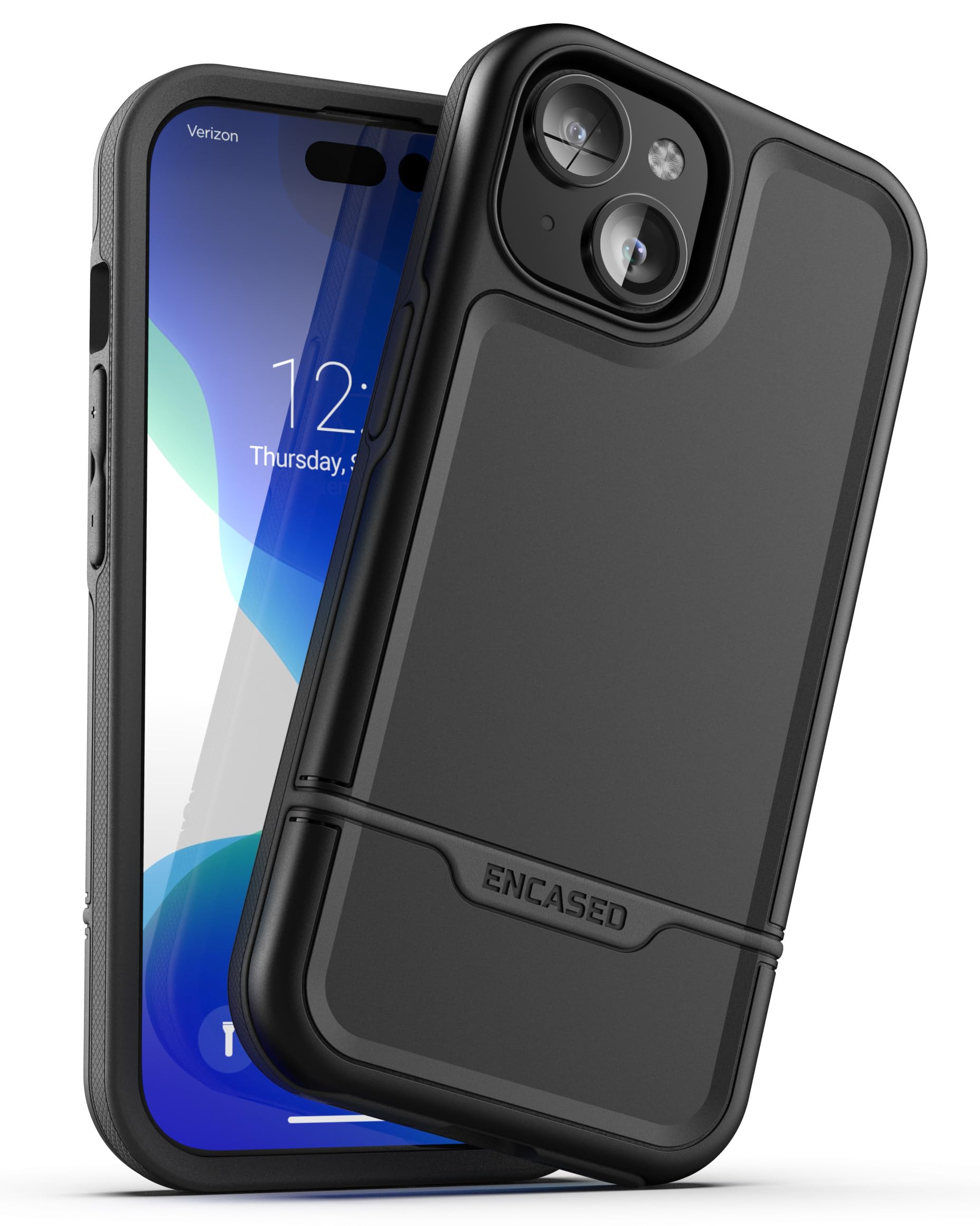 Protective Belt Case Designed For Iphone 15 Plus With Holster Clip [Rebel Series] Shockproof Heavy Duty Cover With Phone Holder