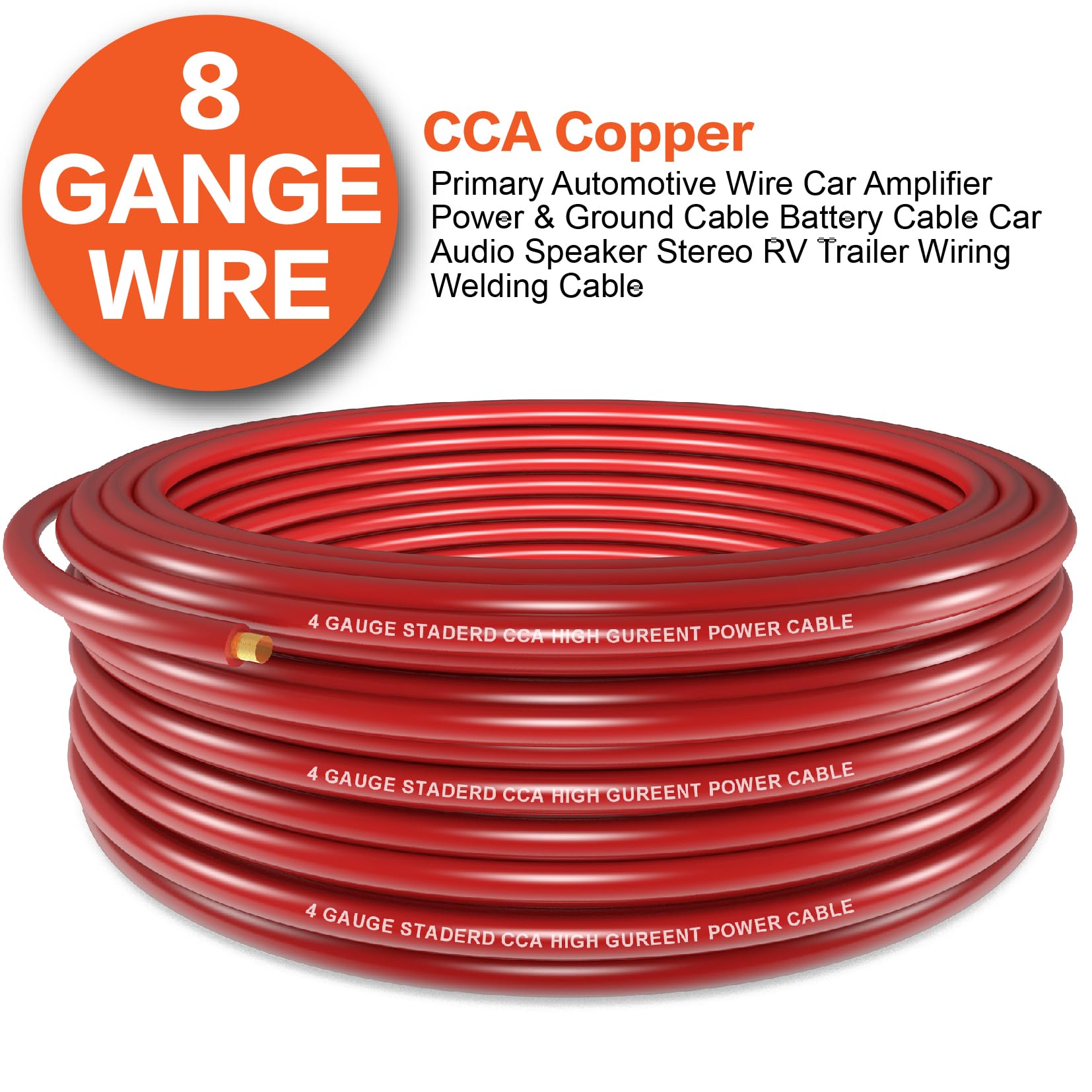 8 Gauge Wire (25Ft Each   Red/Black) Copper Clad Aluminum Cca   Primary Automotive Wire,Car Amplifier Power & Ground Cable, 20Pc