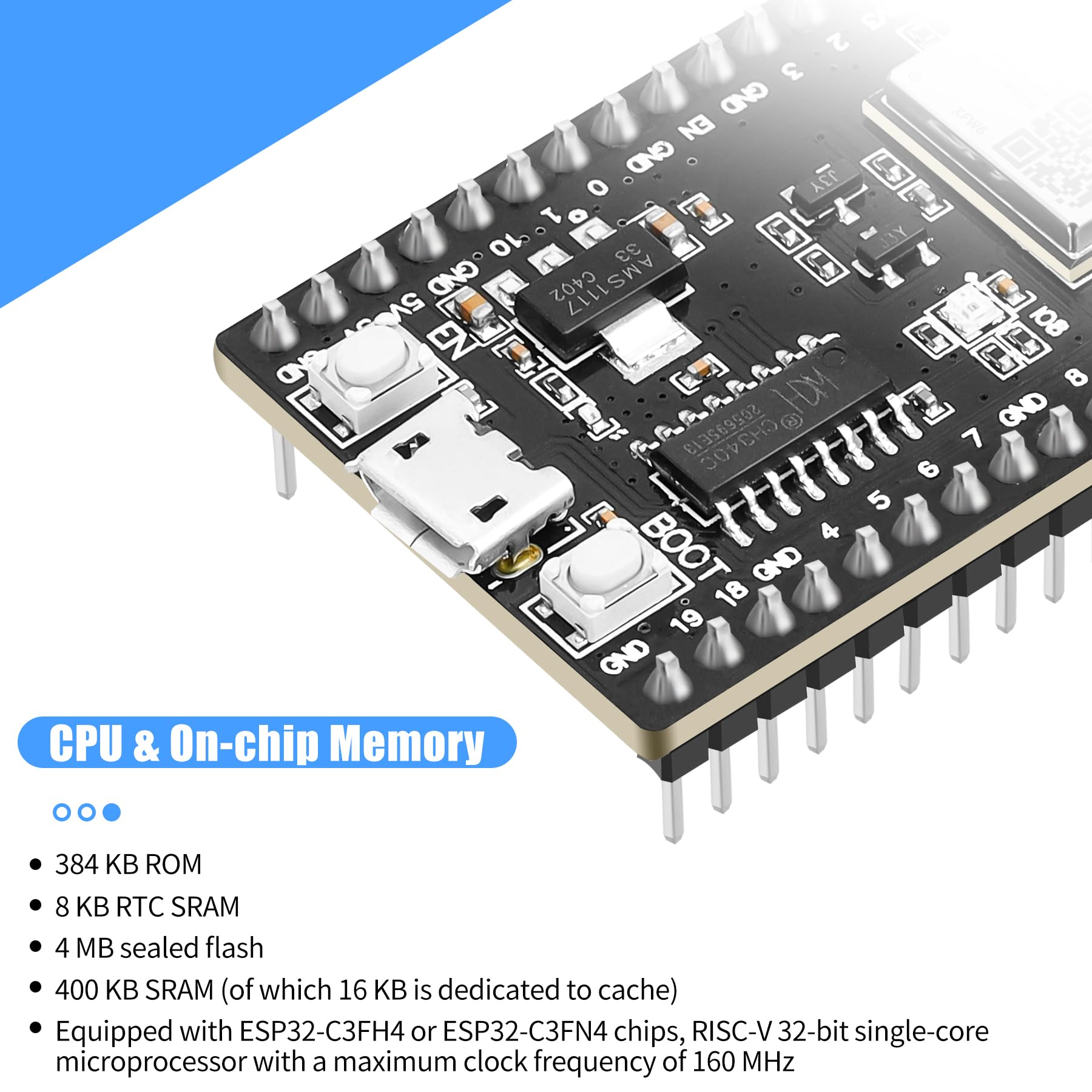 Esp32 C3 Devkitm 1 Development Board, Esp32 Development Board Dual Mode Wifi + Bluetooth 5.0 Single Core 160 Mhz Microcontroller