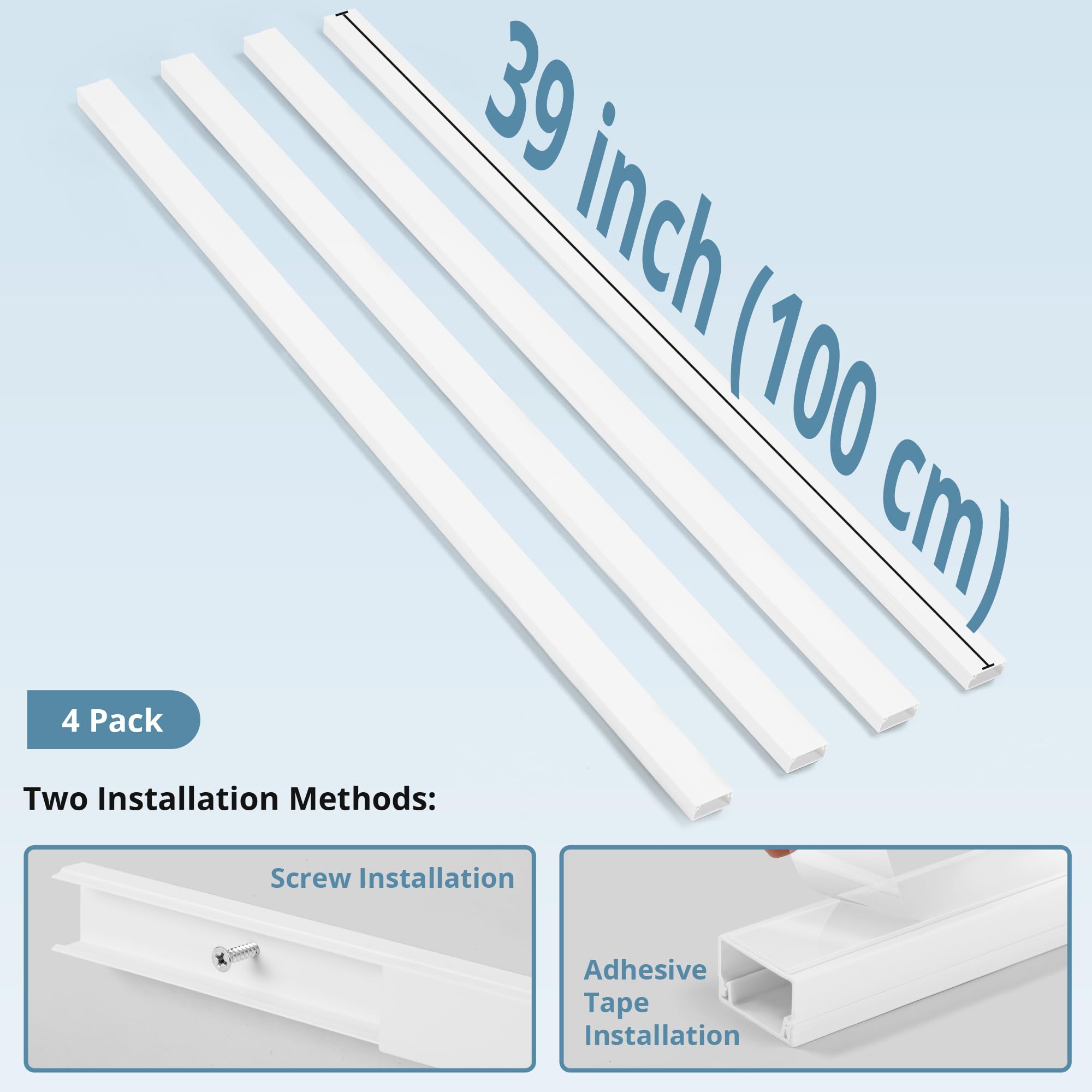 Cord Covers For Wires On Wall Extra Long, 13.12Ft Cord Hider Kit, Zhiyo Tv Cord Hider Cord Cover Wall, Paintable Cable Managemen