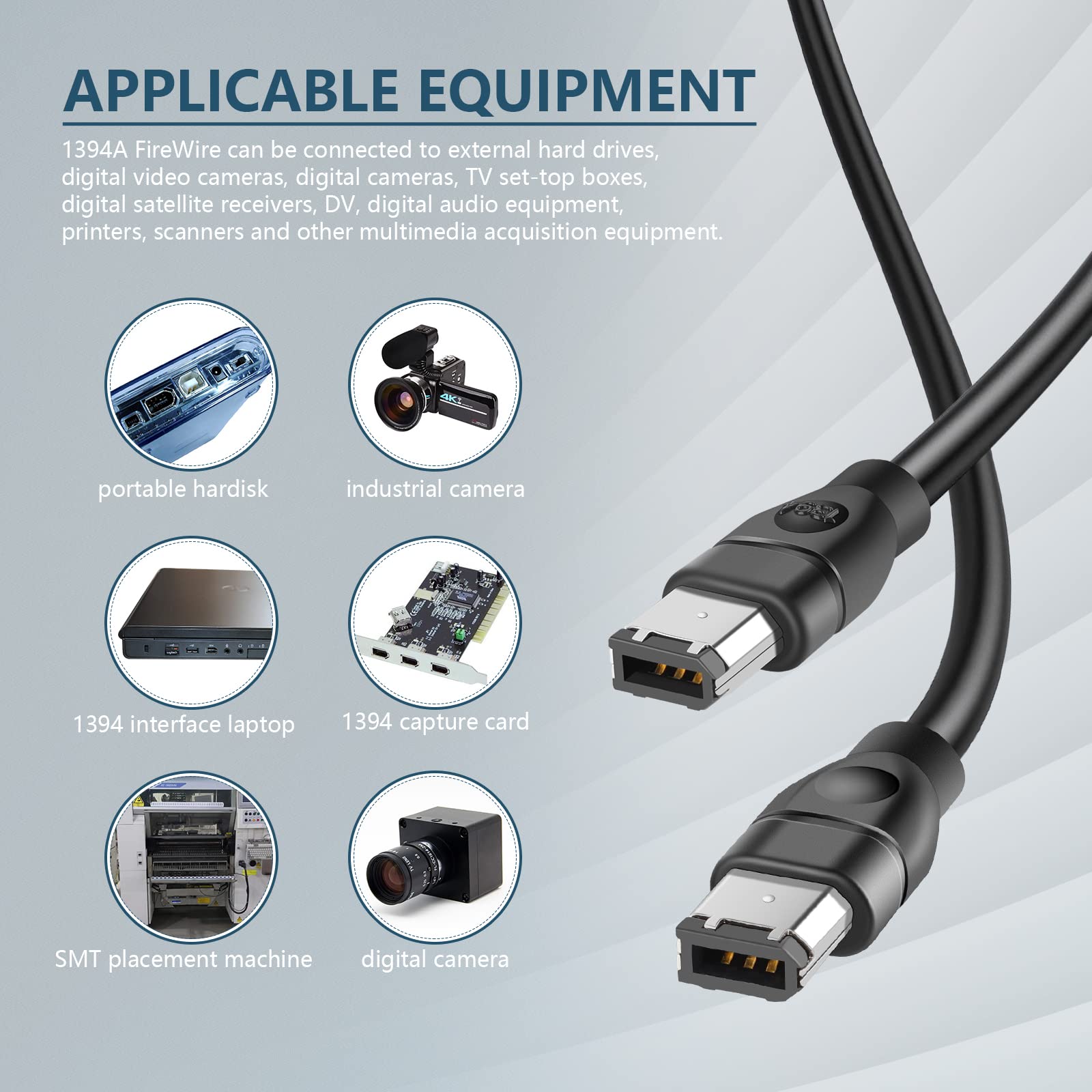 Pasow Firewire Cable 6 Pin To 6 Pin Ieee 1394 Firewire 400 To 400 6 6 Ilink Cable 6 Feet(6 Pin To 6 Pin)