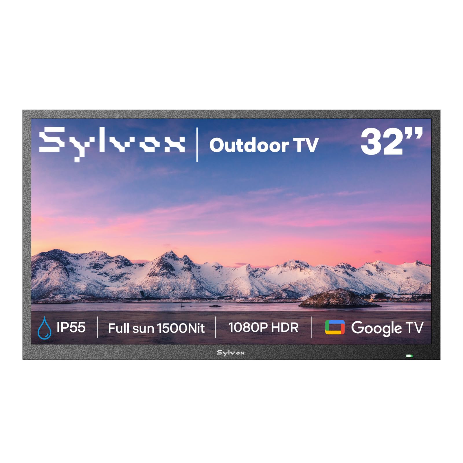 SYLVOX 32 Smart Outdoor TV,1080P Full Sun Outdoor Television with 1500 Nits High Brightness, IP55 Weatherproof TV for Outside, G