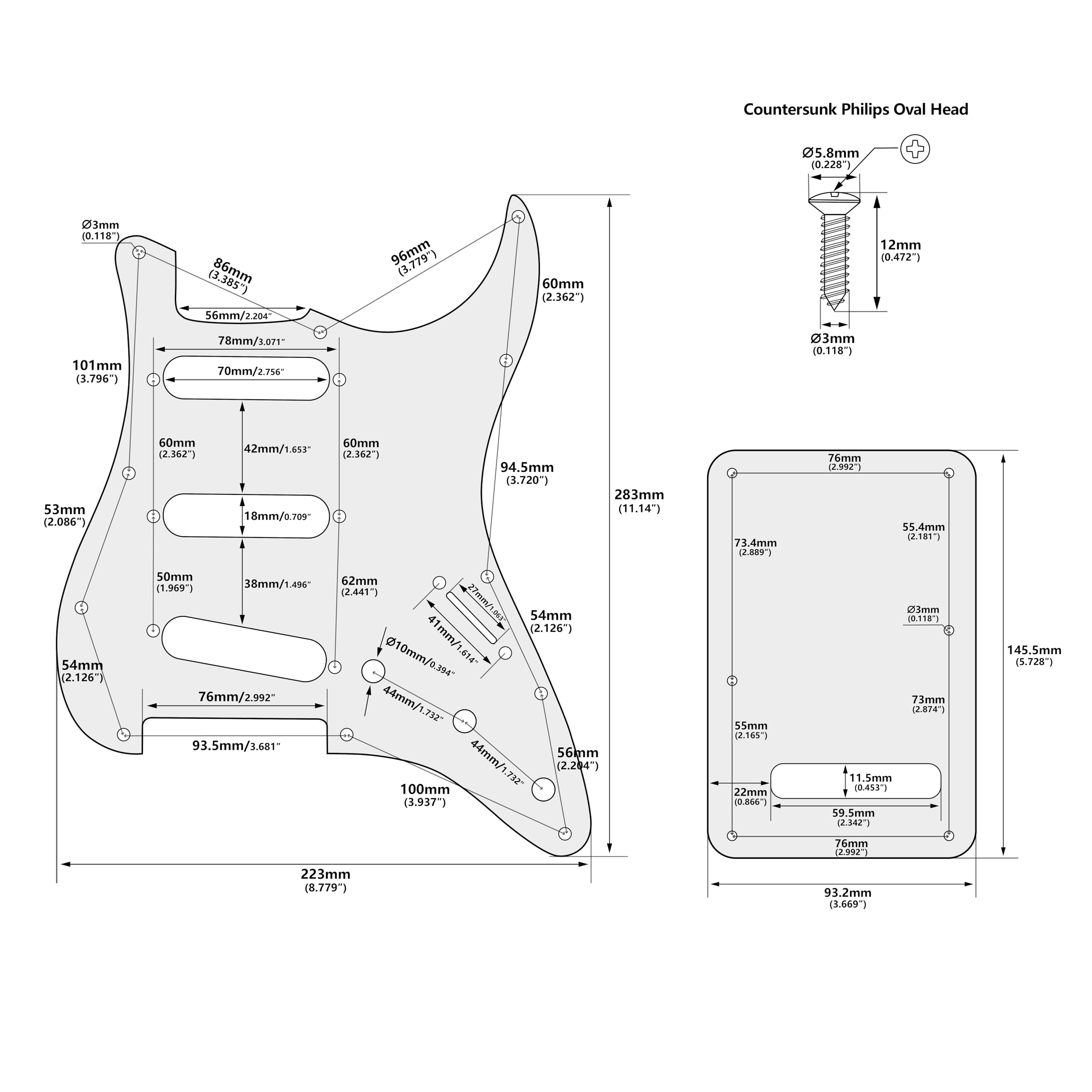 Banworks 1 Ply Strat Sss Pickguard 11-Hole Pickguard Scratch Plate With Backplate 6-Hole Trem Tremolo Cover Set For Usa/Mexican