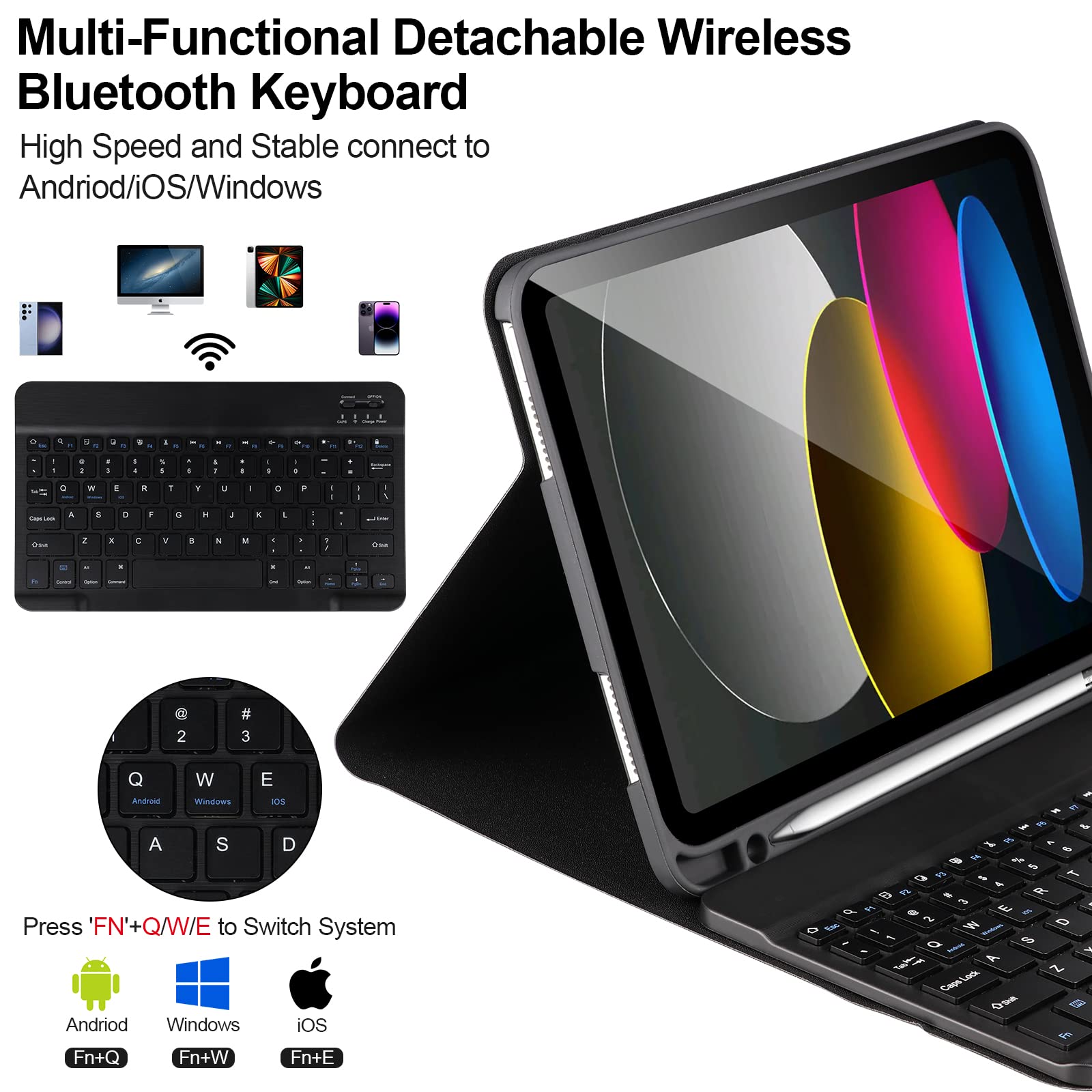Ahywtan Pad 10Th Generation Case With Keyboard,Keyboard Case For Pad 10Th Gen 2022 10.9Keyboard For Pad 10Th Gen With Pencil Hol