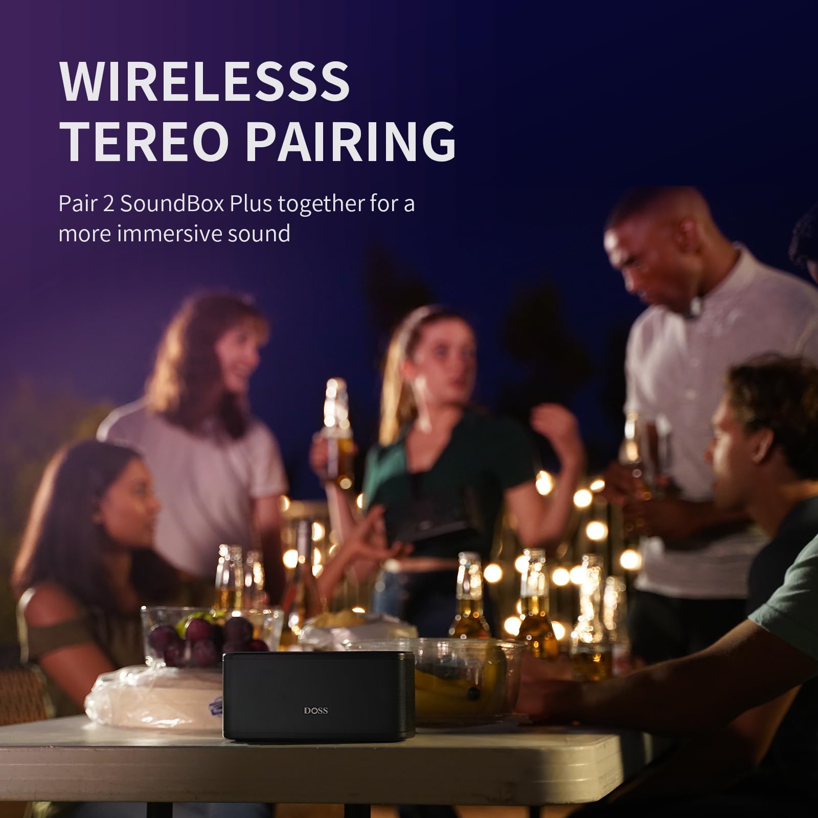 Doss Soundbox Plus Bluetooth Speaker With Hd Sound, Wireless Stereo Pairing, Built In Mic, 20H Playtime, Portable For Home, Outdoor   Black