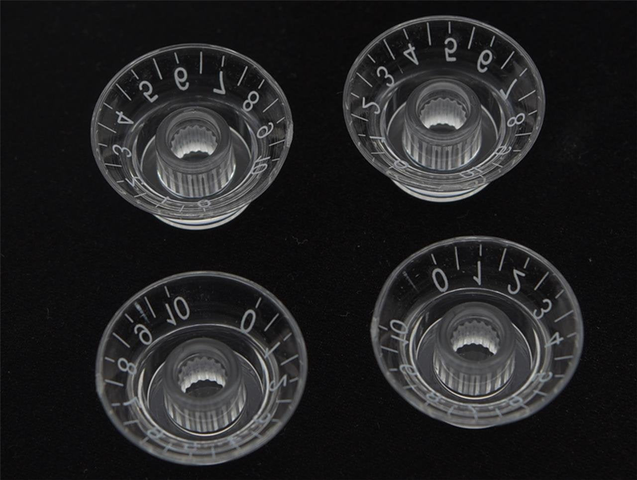 Dopro 4Pcs Clear W/White Number Lp Guitar Bell Knobs Top Hat Knobs For Epi Les Paul/Import Guitar Bass W/Coarse 5.8Mm Split Pots