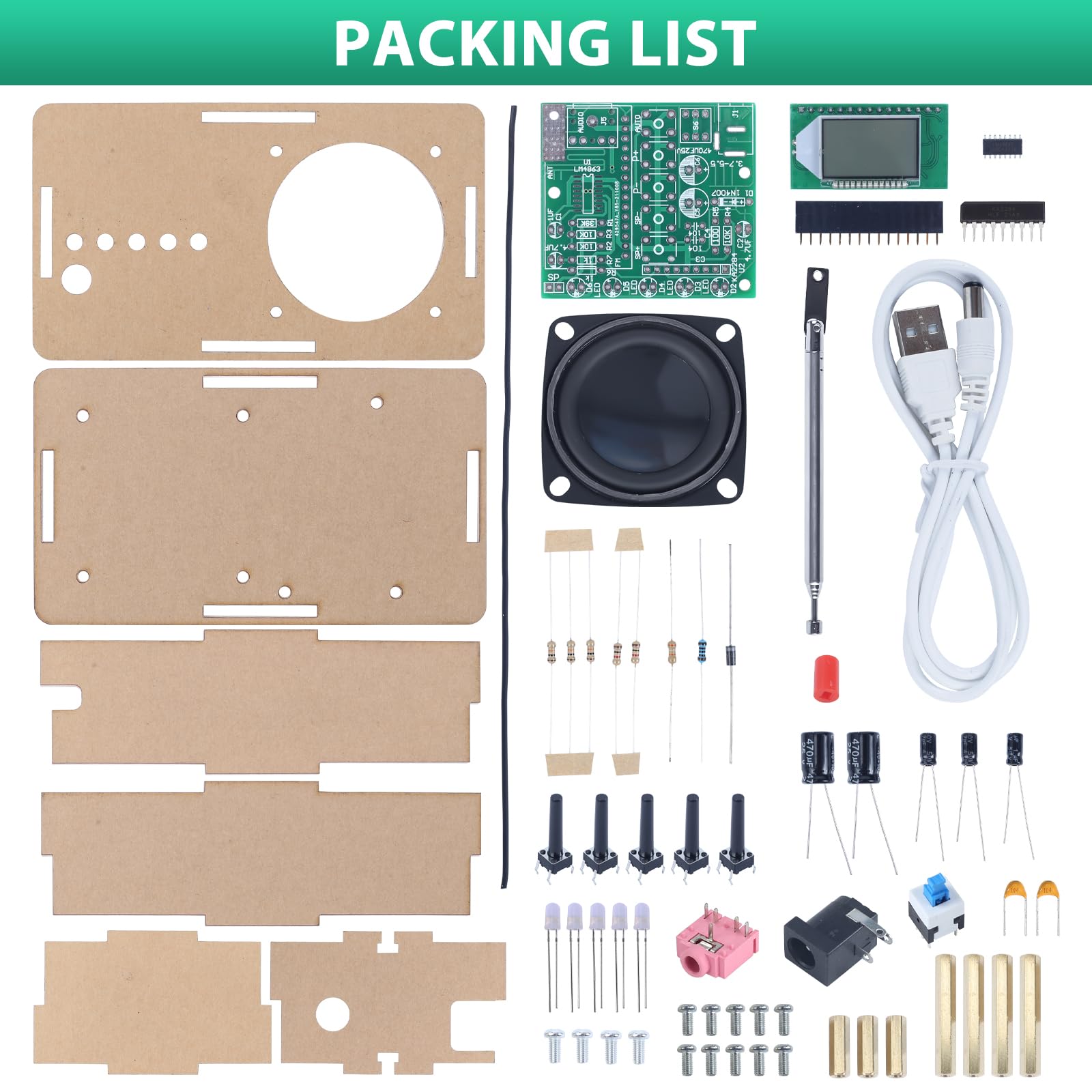 Fm Radio Kit, Icstation Soldering Project Radio With Led Flashing Lights Diy Radio Kits With Headphone Jack Lcd Display Solderin