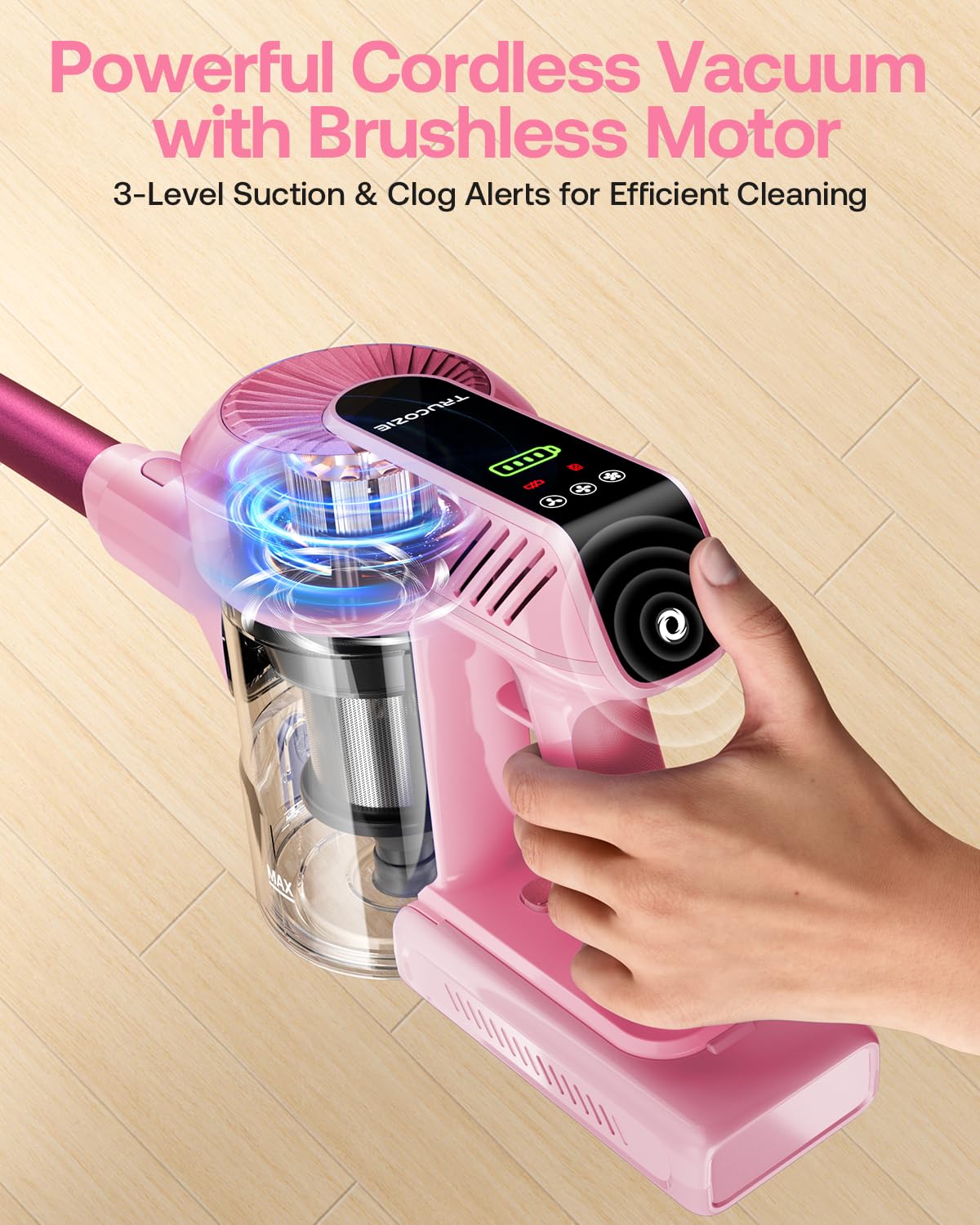 Cordless Vacuum Cleaner, 40Kpa 45Mins Vacuum Cleaners For Home, 8 In 1 Lightweight Stick Vacuum With Powerful Suction, Anti Tang