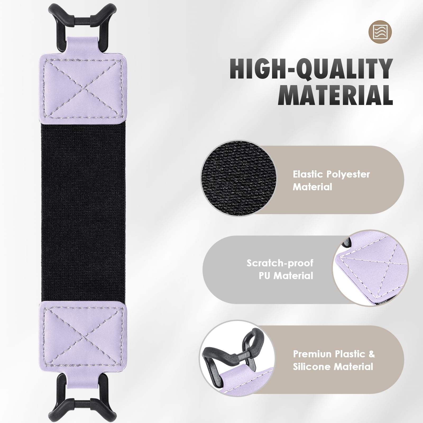 MoKo Security Hand Strap for 9 11 Inch Tablet, iPad/iPad Pro/iPad Air/Kindle Fire HD/Samsung, High Elasticity Versatile Hand Strap Lightweight Finger Grip Holder, Black Belt, Taro Purple