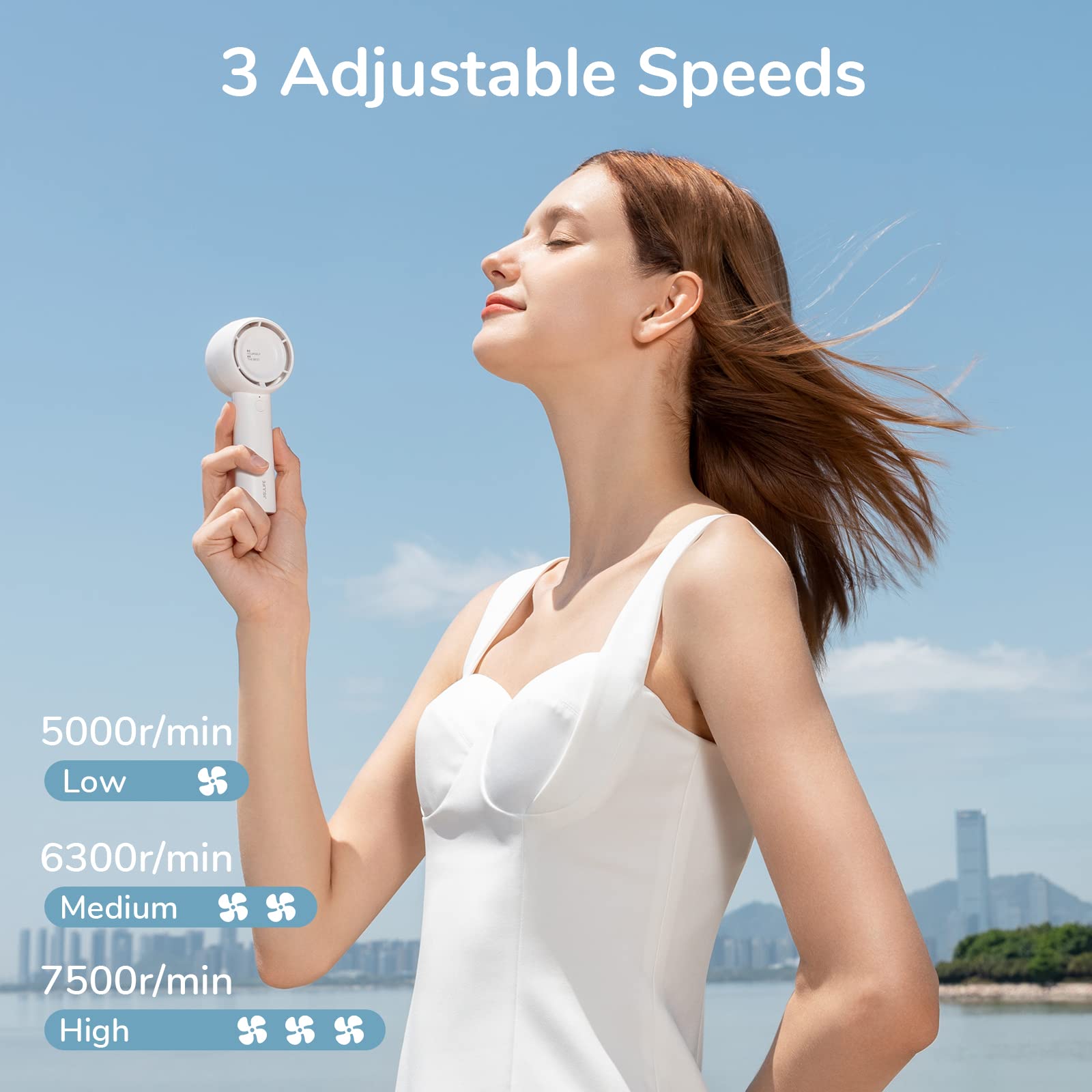 Jisulife Mini Handheld Fan, Portable Bladeless Fan, Personal Hand Fan Usb Rechargeable With Powerful Turbo Wind, Battery Operate