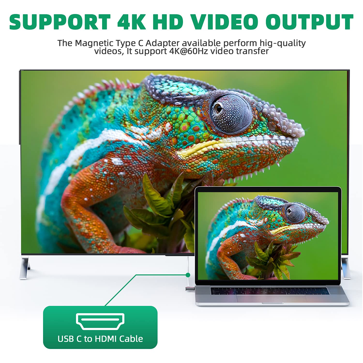 Duhesin Usb C Magnetic Adapter, (2 Pack) Magnetic Usb C Adapter, 24Pins Usb3.1 10Gbps Data Transfer 4K 60Hz Video Pd 100W Charge Compatible With Macbook Pro/Air Usb C Laptop