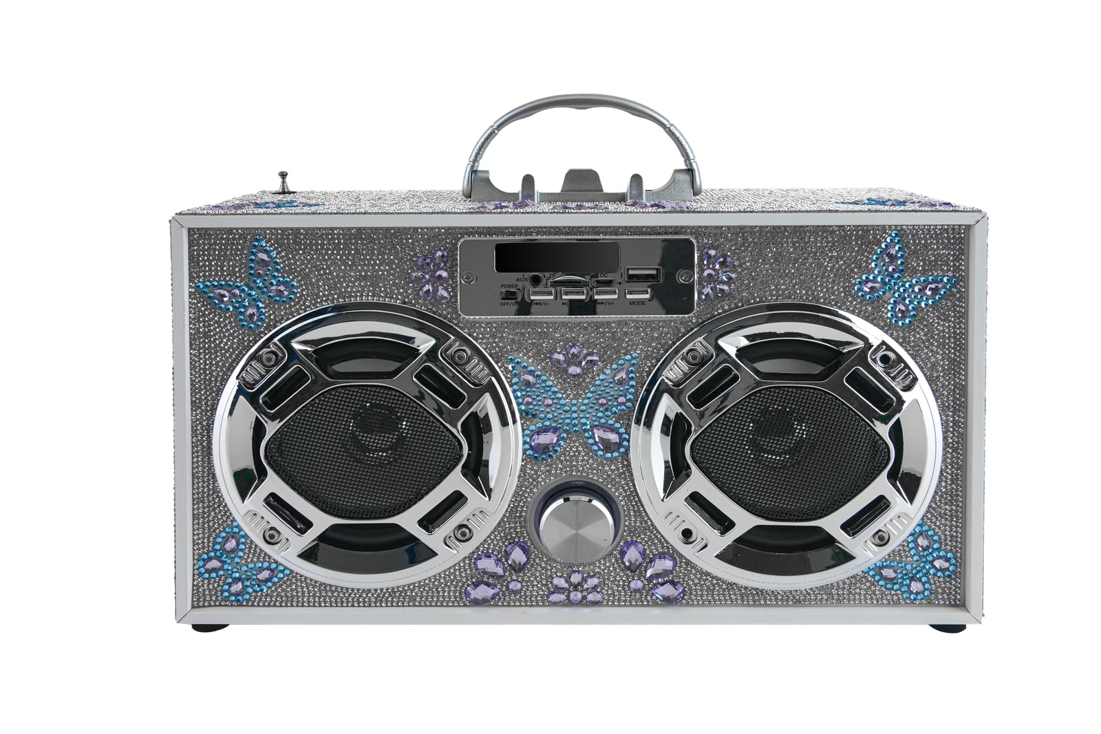 Wireless Express  Portable Party Speaker: Retro Boombox With Bluetooth, Led Light Show, Enhanced Fm Radio, Rechargeable Battery
