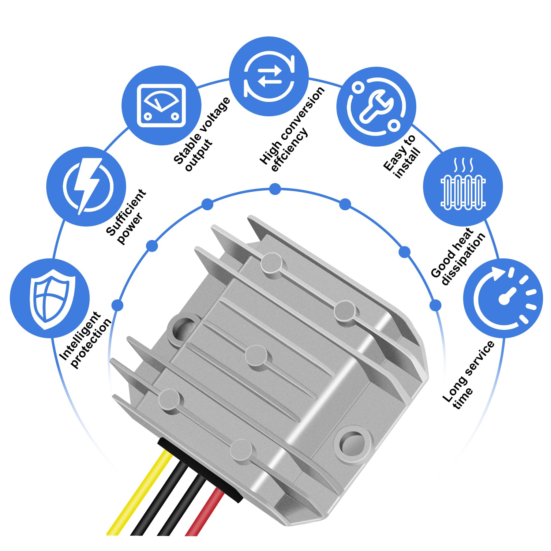 Yrdzxg12V Converter 10A 120W 24V To 12V With Fuse, Buck Converter, Dc Voltage Regulator, Ip68 Waterproof Module, Widely Used