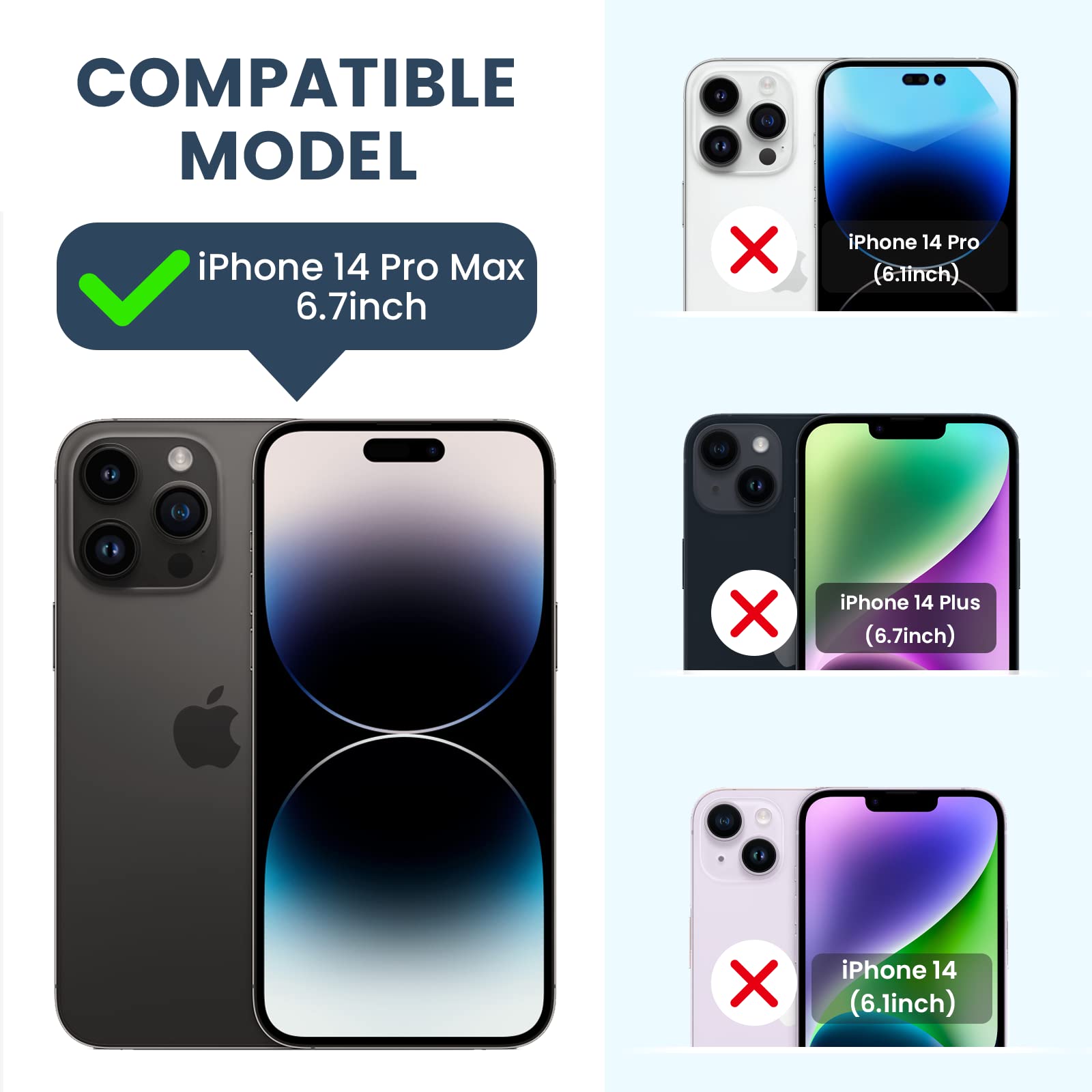 Goton For Iphone 14 Pro Max Case With Screen Protector   Slide Camera Cover Phone Case With Ring Stand, Heavy Duty Military Grad