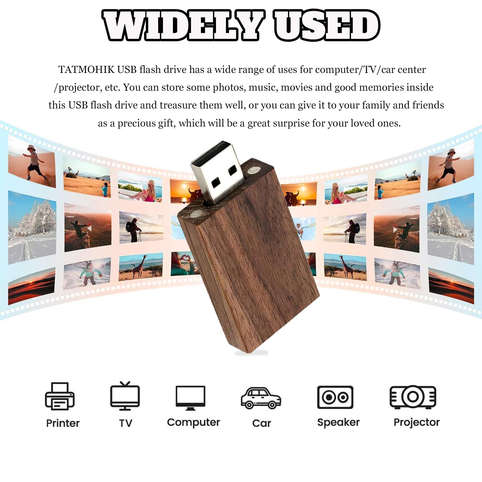 Wood Usb Flash Drive With Wooden Gift Box Tatmohik 128Gb Usb 3.0 Wedding Wood Flash Drive Box Walnut Wooden Thumb Drive For Keep