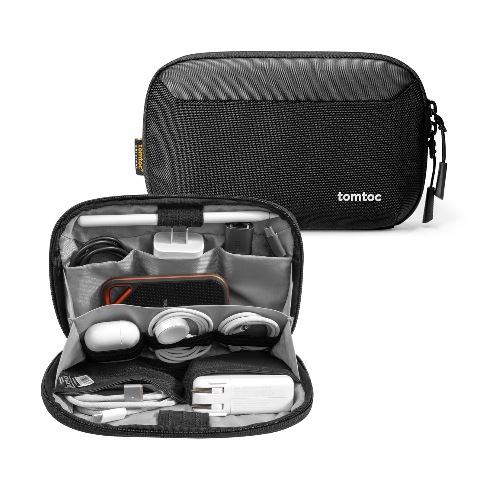 Tomtoc Travel Cable Organizer Pouch, Electronics Accessories Organizer Portable Waterproof Double Accessories Carry Case For Cor