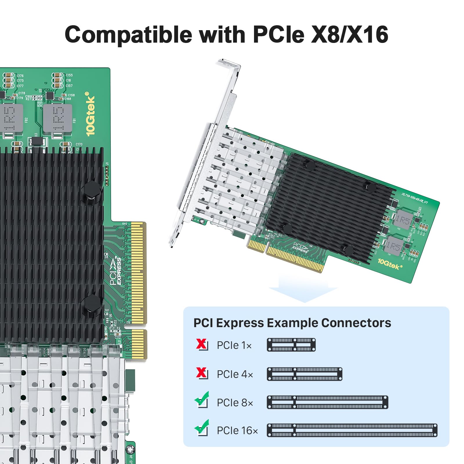 10Gtek 10Gb Pci E Nic Network Card, Quad Sfp+ Port, With Original Intel X710 Bm1 Controllers, Pci Express Ethernet Lan Adapter S