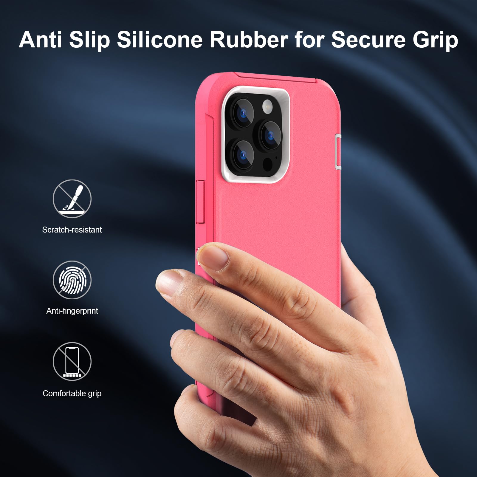 Sansunto Full Body Protection Shockproof Silicone Rubber Phone Case for iPhone 13 Pro Max 12 Pro Max Rose