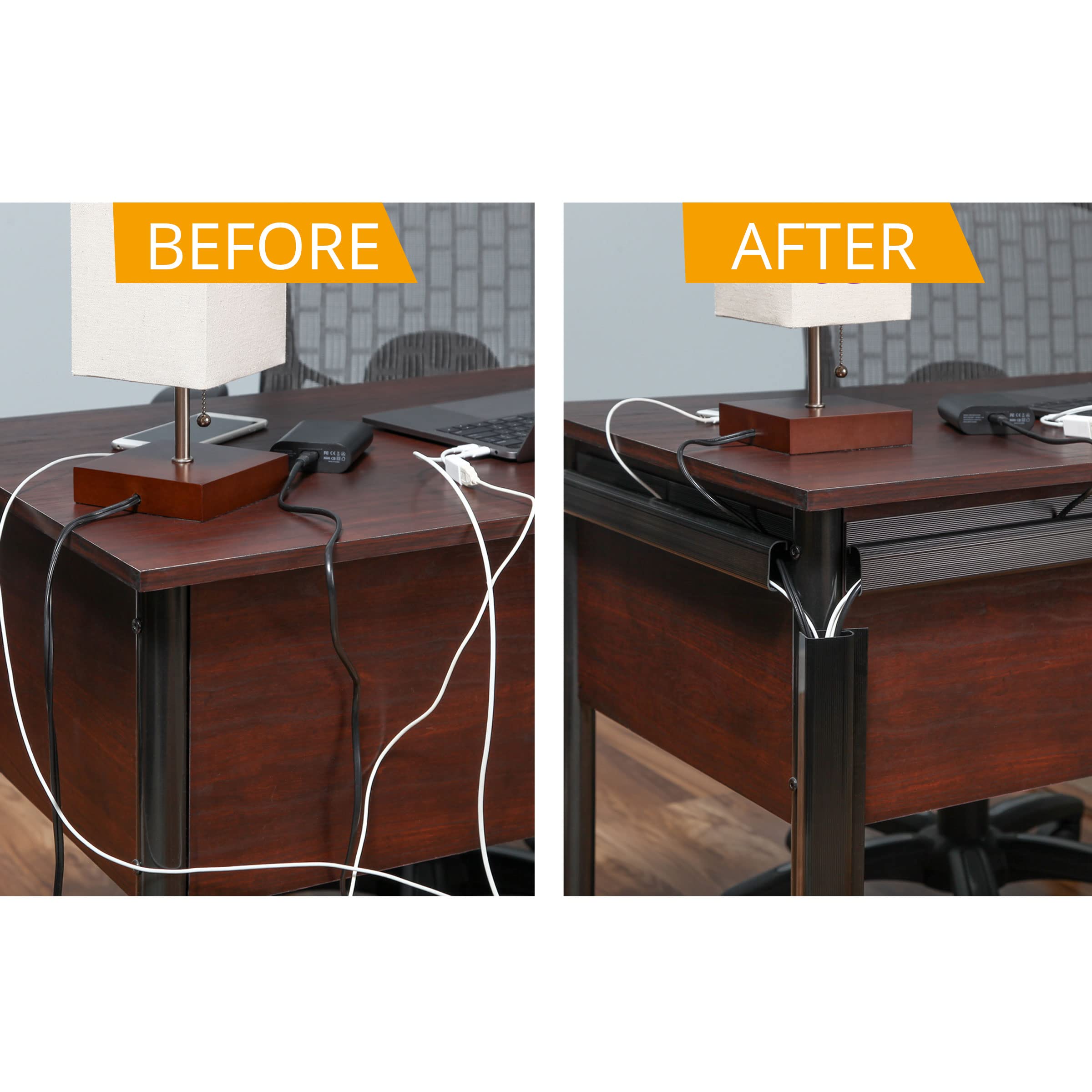 J Channel Cable Management ? Set Of 5 Raceway Channels ? Cord Hider And Wire Organizer Kit For Desk, Office, And Kitchen Use By