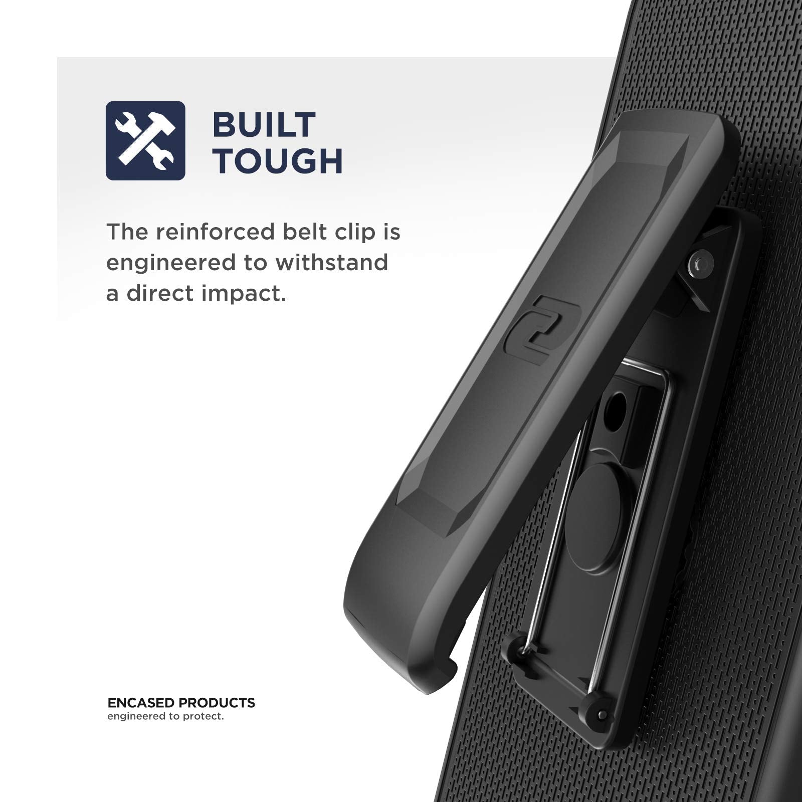 Encased Moto G7 Power Belt Case With Kickstand (2019 Slimline) Ultra Thin Cover W/Holster Clip   Black