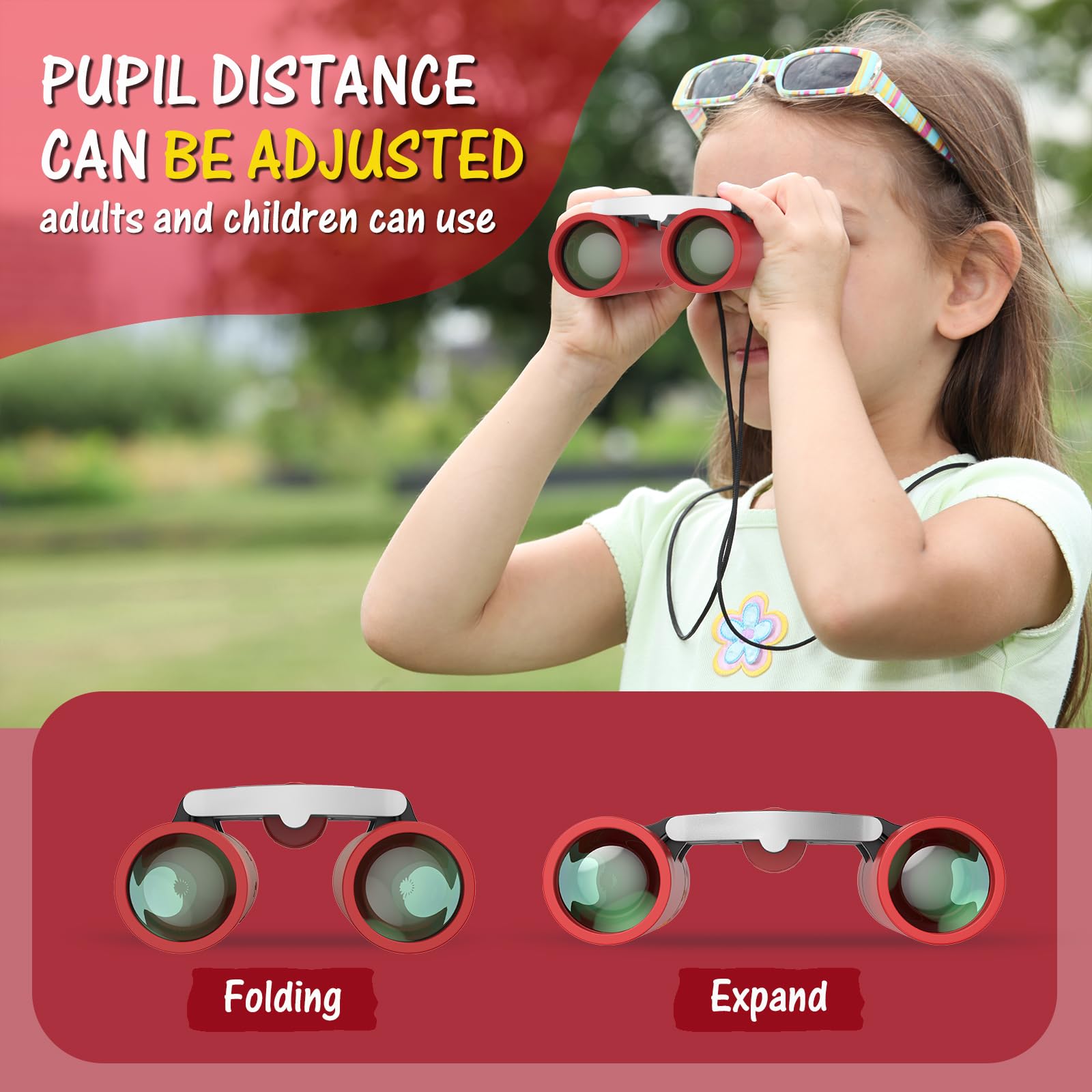 Uscamel Binoculars 8  21 Compact High Powered Binoculars For Kids And Adults Travel Binocular For Bird Watching And Hunting (Red