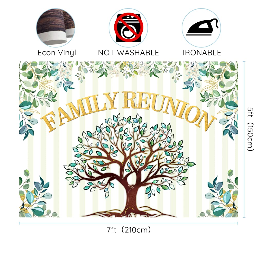 7X5Ft Family Reunion Backdrop Family Tree Leaves Welcome To Our Family Members Photography Background Gathering Gold And Green P
