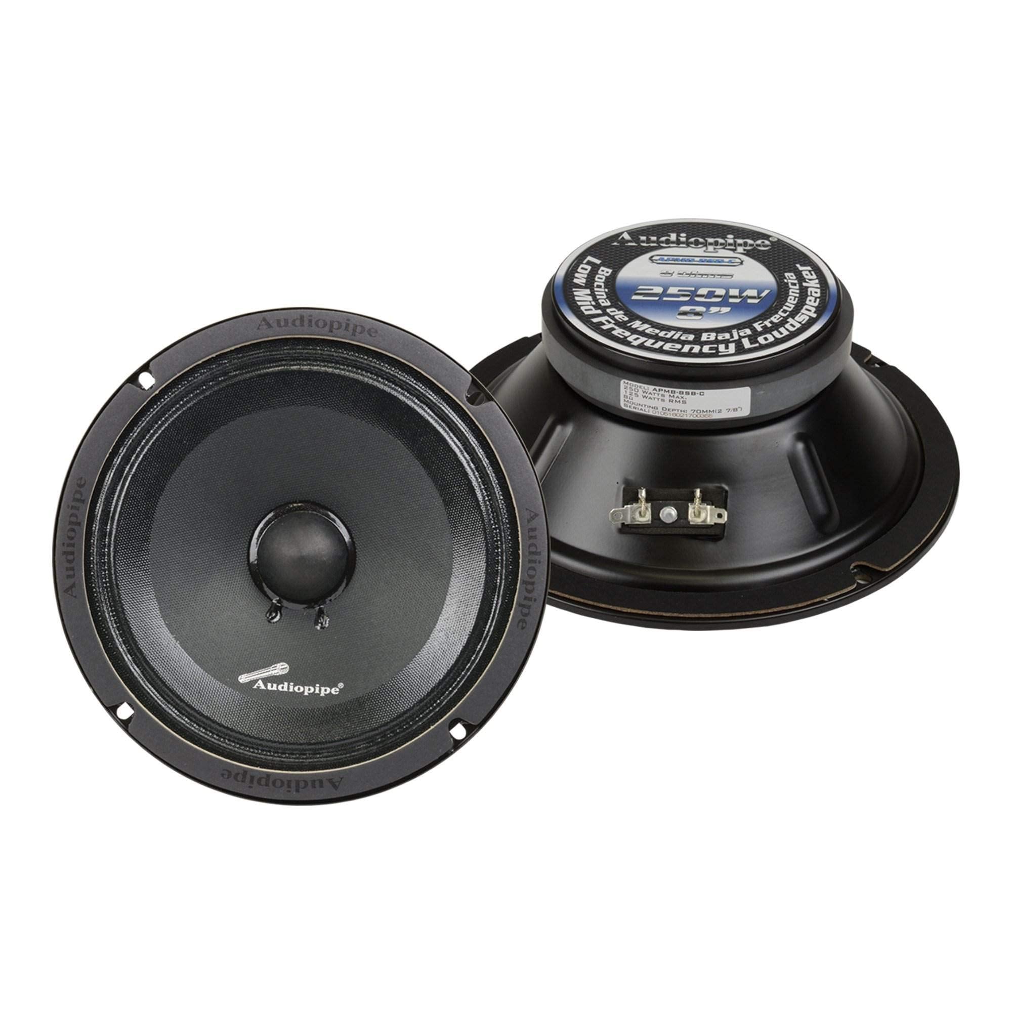 Audiopipe 2 Pairs 8' Inch 250 Watts Car Audio Speakers Mids Sealed Back Full Range Apmb 8Sb C   Blk