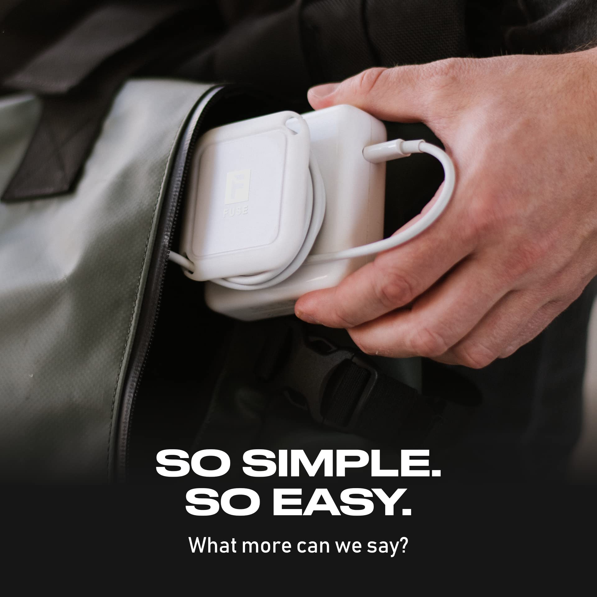 Fuse Reel The Side Kick Collapsible Charger Organizer With Usb C Right Angle Adapter Compatible With Macbook And Pc Charging Cords And Adapter Cable Management Best Computer Winder (White W/Adapter)