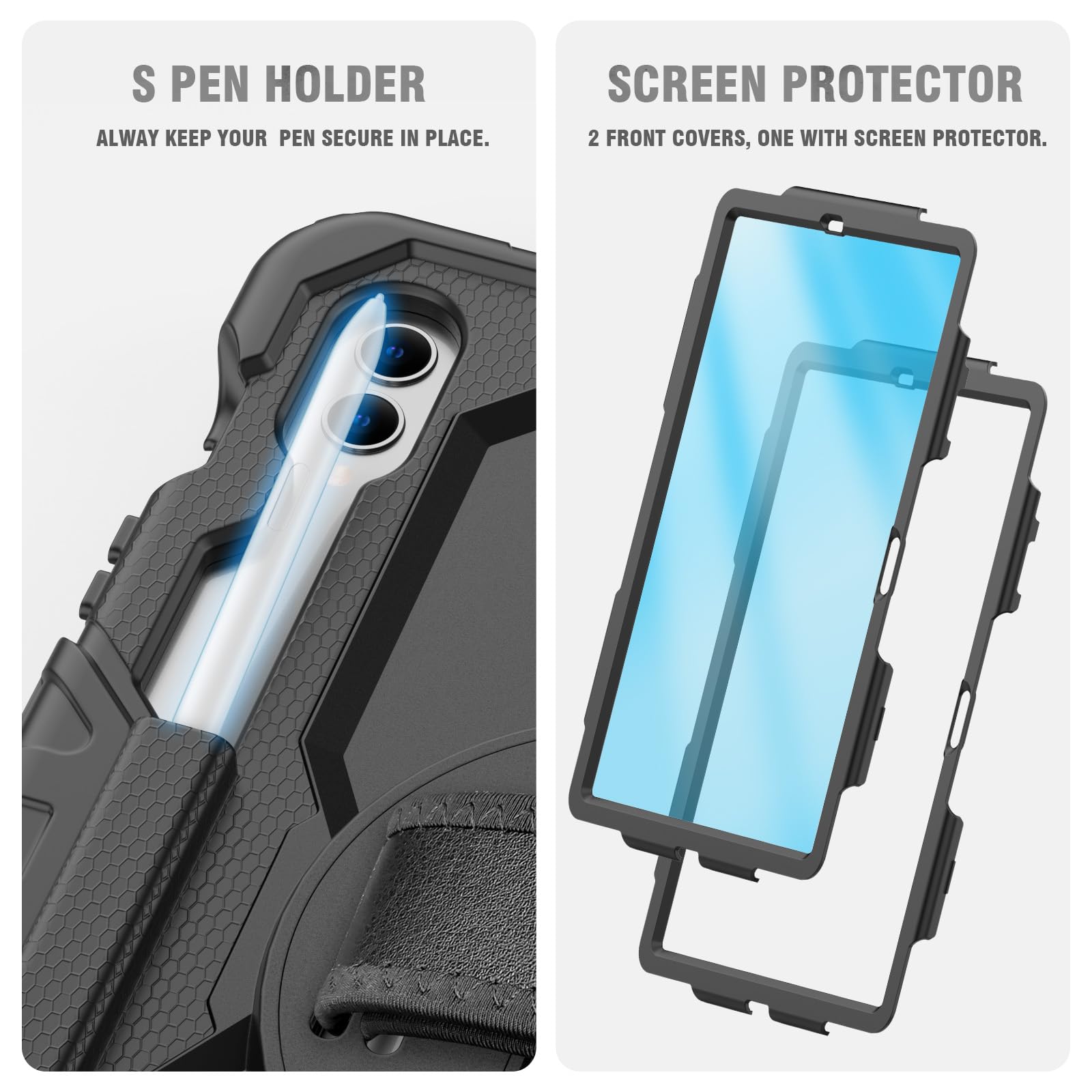 Hxcaseac Shockproof For Galaxy Tab S7 Fe 5G Case 12.4 Inch With Screen Protector/S Pen Holder / 360 Degree Rotating Strap Stand,