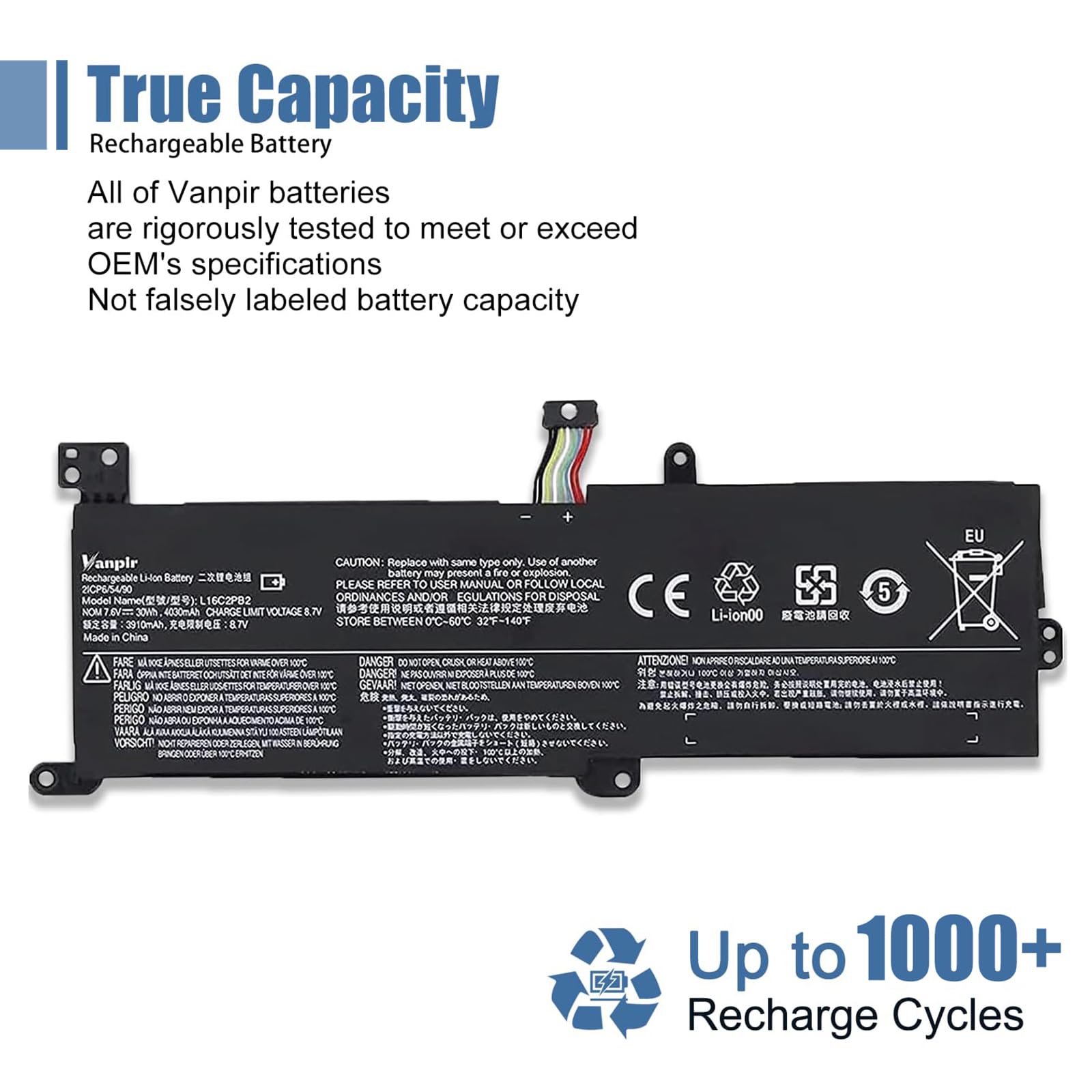 Vanpir L16C2Pb2 Laptop Battery Compatible With Lenovo Ideapad S145 14Api/15Api 320 14Ast/14Iap/14Ikb 320 15Abr/15Ast/15Iap Serie