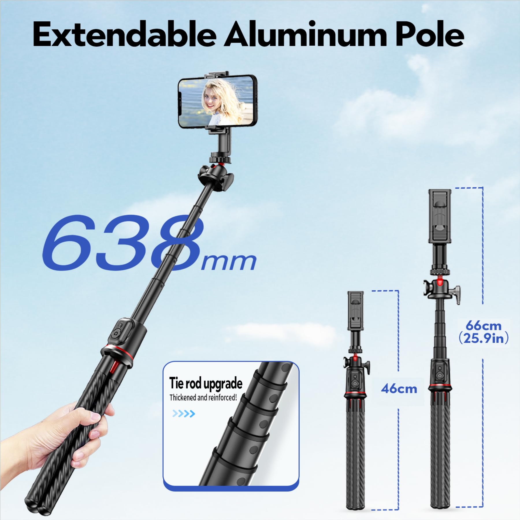 Fotopro Flexible Phone Tripod, Mini Camera Tripod With Wireless Remote Phone Holder, 360 Rotation Extendable Phone Tripod Stand