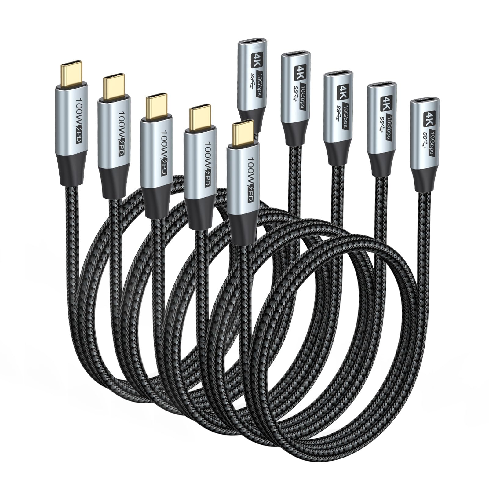 URELEGAN USB C Extension Cable 6FT 5Pack (100W/10Gbps/4K@60Hz)