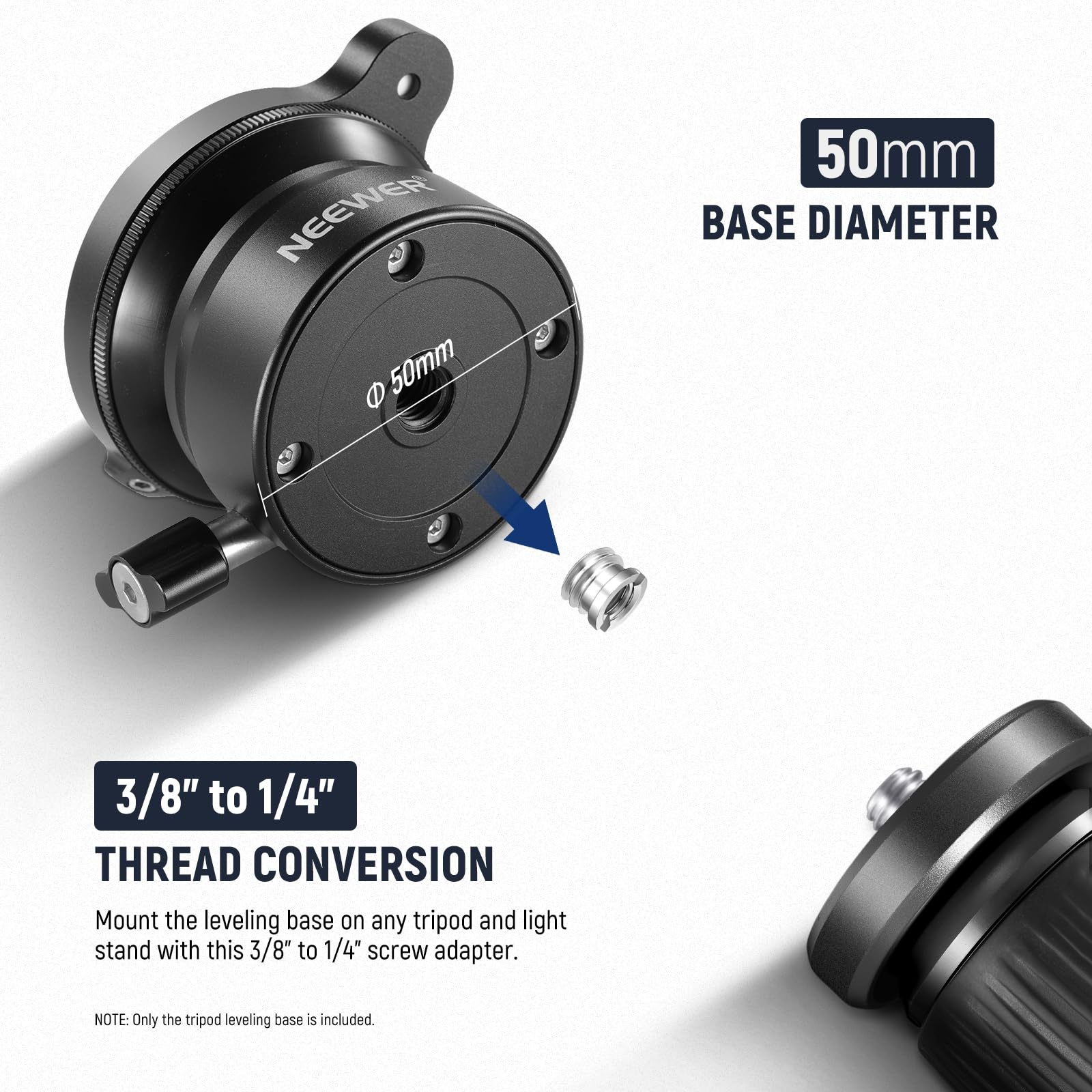 Neewer Tripod Leveling Base (?50Mm) Camera Leveler, Bubble Level Aluminum Adjusting Plate With 1/4'' 3/8'' Mounting Screw Tripod