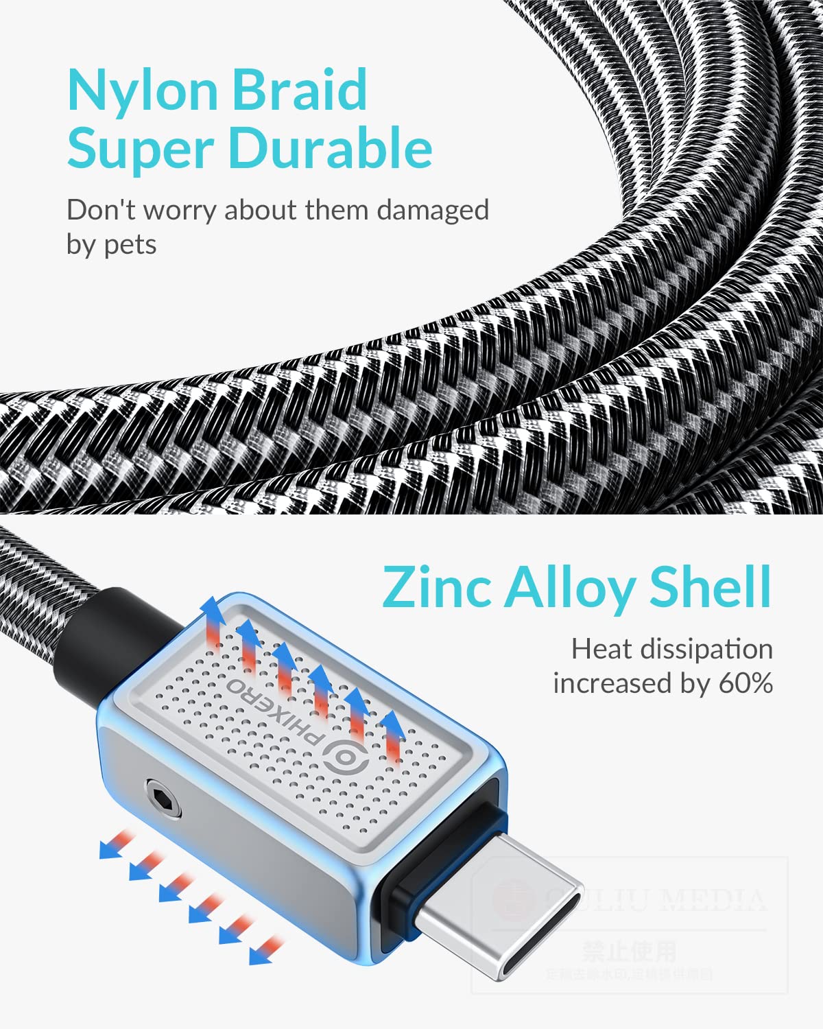 Phixero 240W Usb C To Usb C Cable 6.6Ft[Zine Alloy], Pd 3.1 5A Super Fast Charging Cable Type C, C To C Type Fast Charging Cable