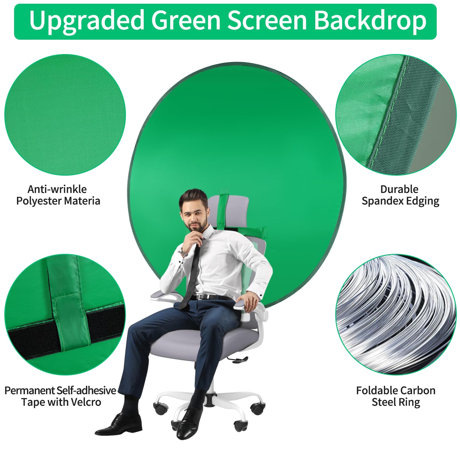 Green Screen Background With Stand,56 In Collapsible Greenscreen Backdrop,Pop Up Green Screen With Storage Bag,Portable Backdrop