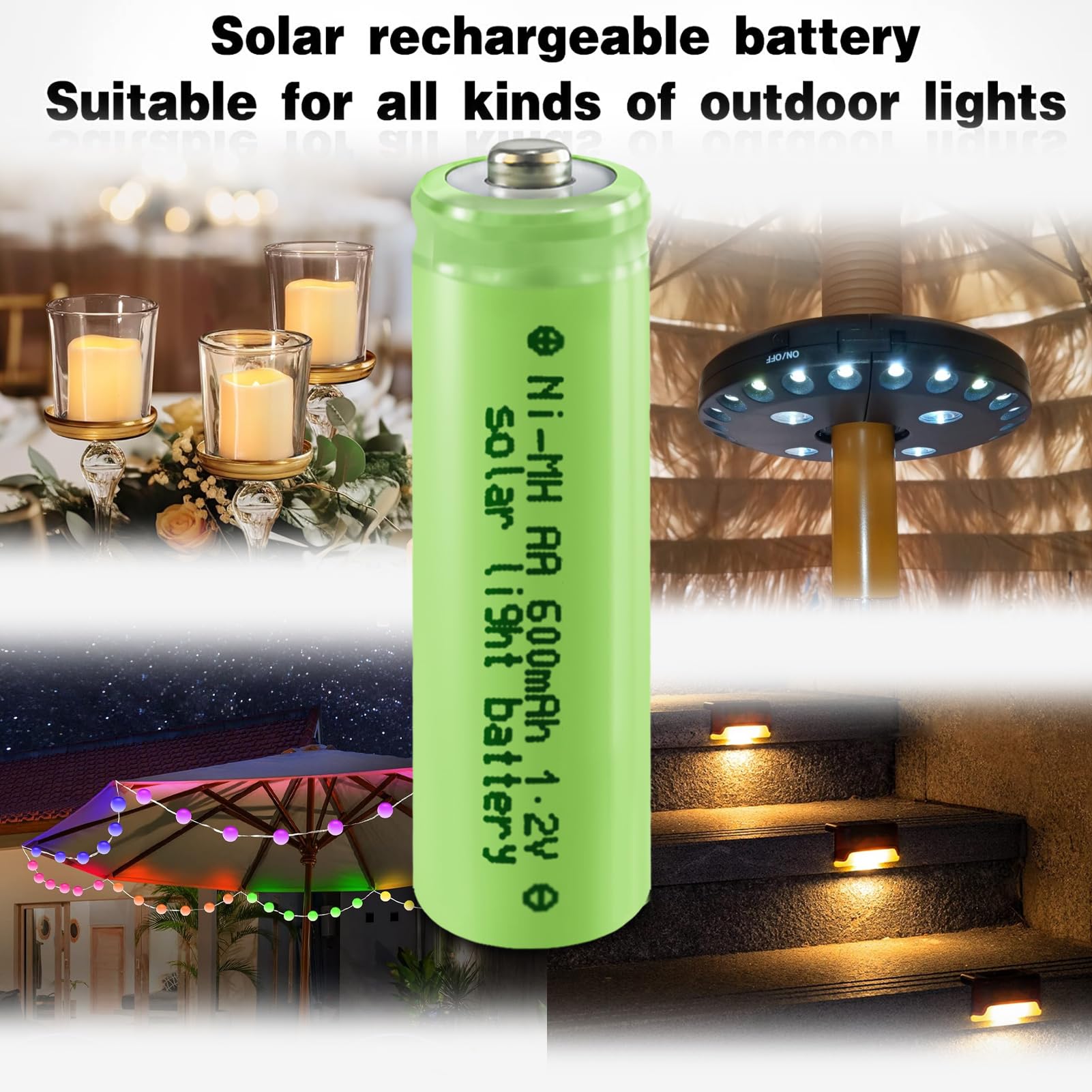 Genyestar Aa Rechargeable Batteries Nimh 1.2V 600Mah Double A Battery Pre-Charged For Solar Garden Lawn Landscaping Lights Lante