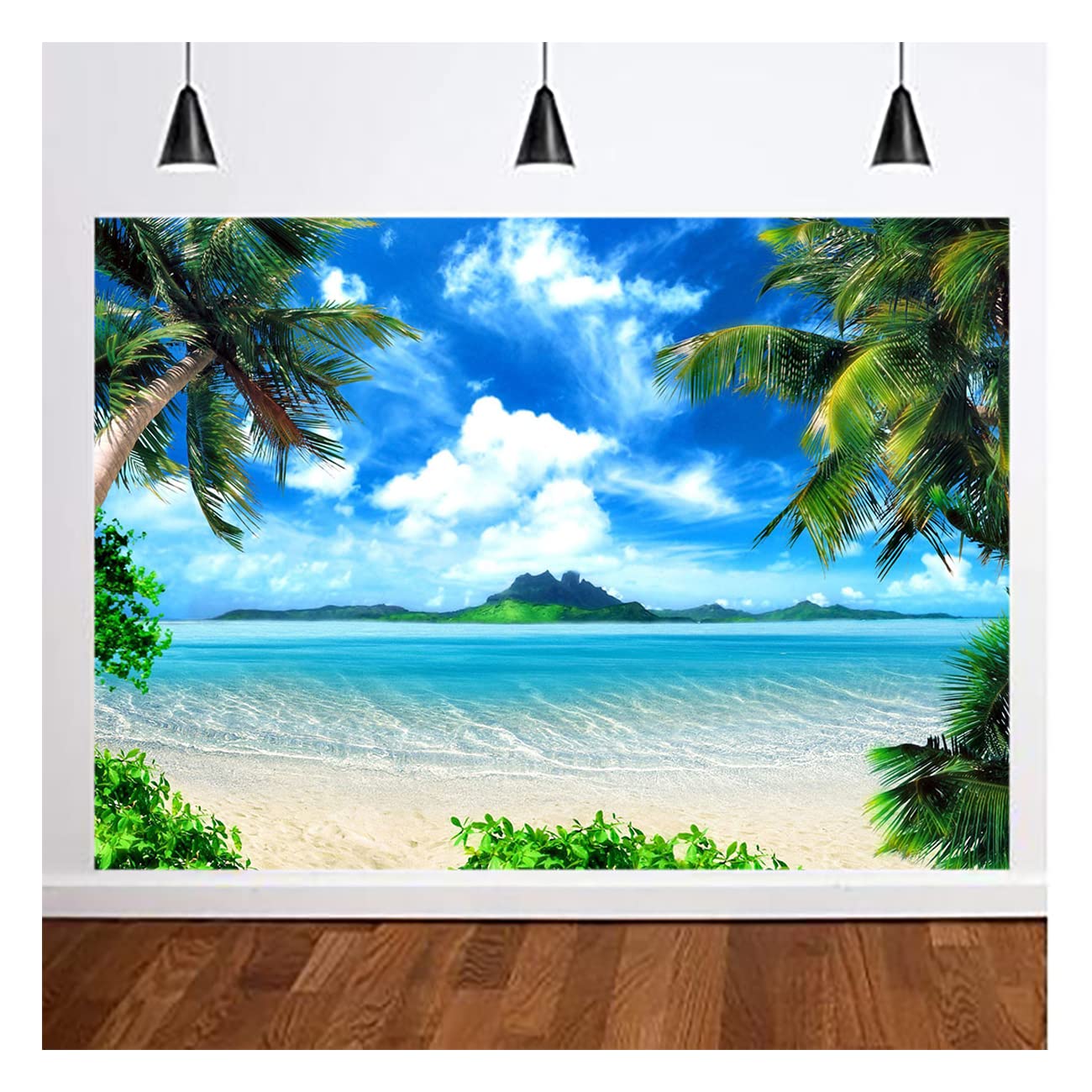 Summer Beach Theme Photo Background Hawaii Coconut Tree Banquet Scene Photography Background Wedding Party Decorative Banner Pho