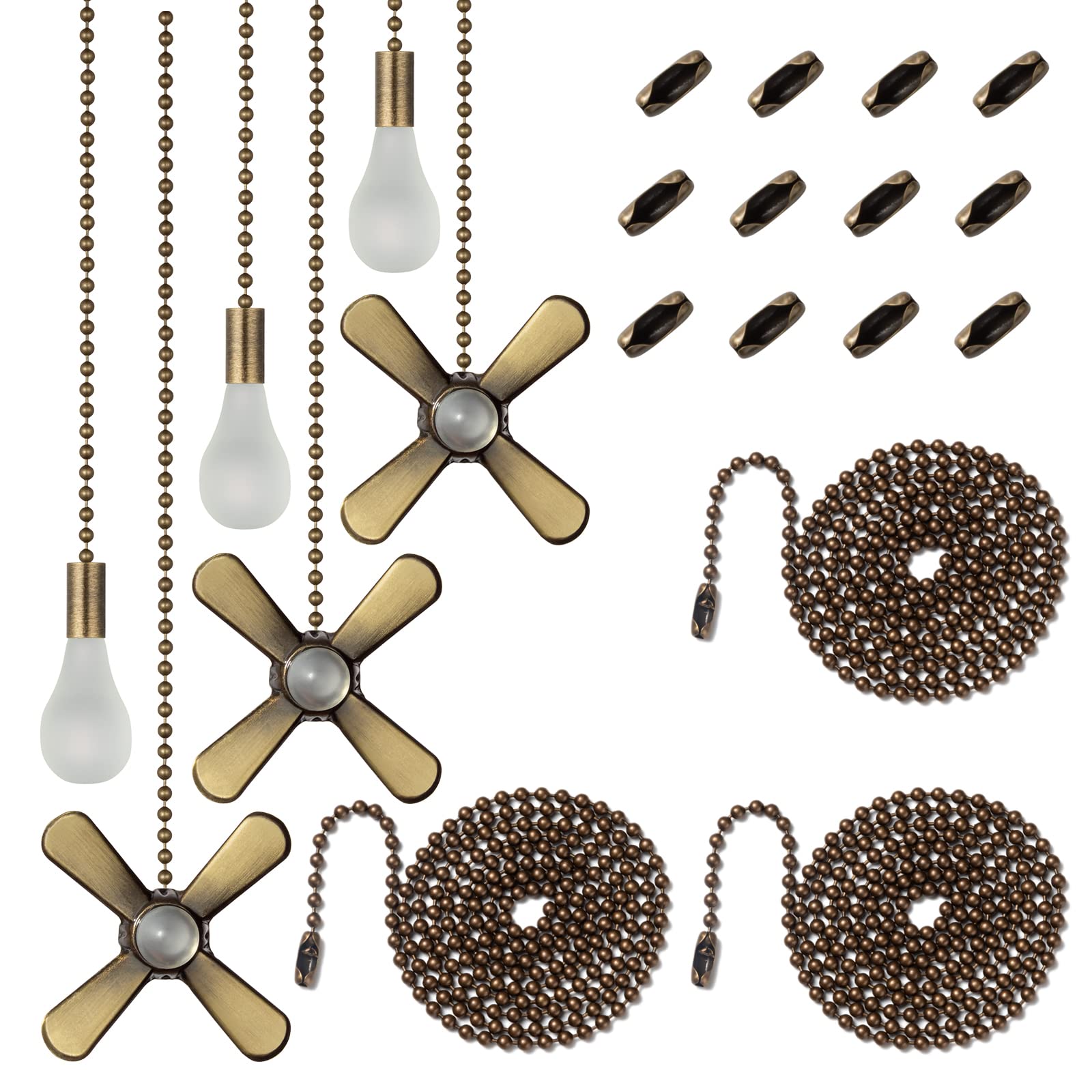 6 Combo Frosted Ceiling Fan Pull Chain Set