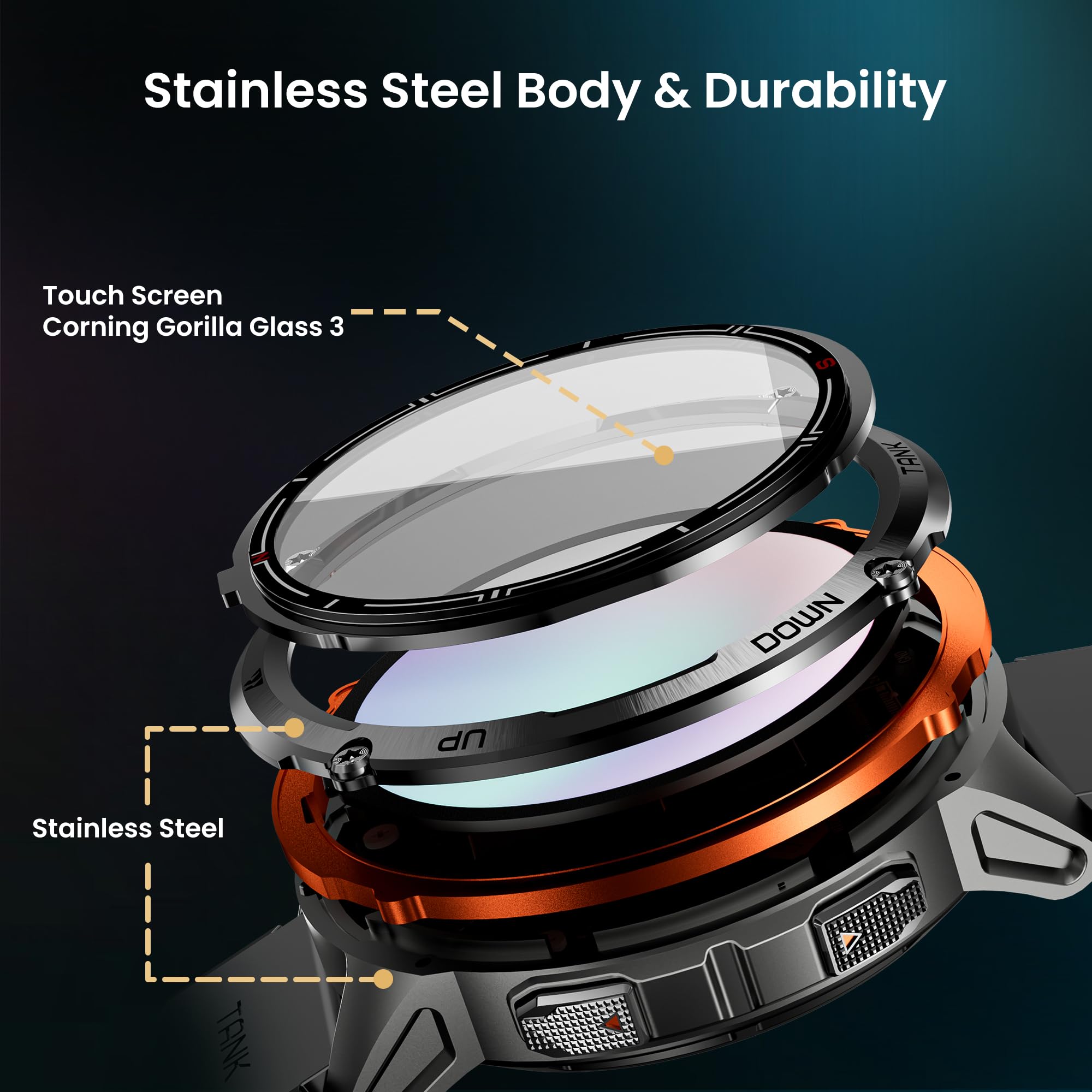 Kospet Tank T3 Ultra 2 Smart Watch For Men Gps, Extra-Long Battery, Full Stainless Steel Body Rugged Smartwatch With Bluetooth C