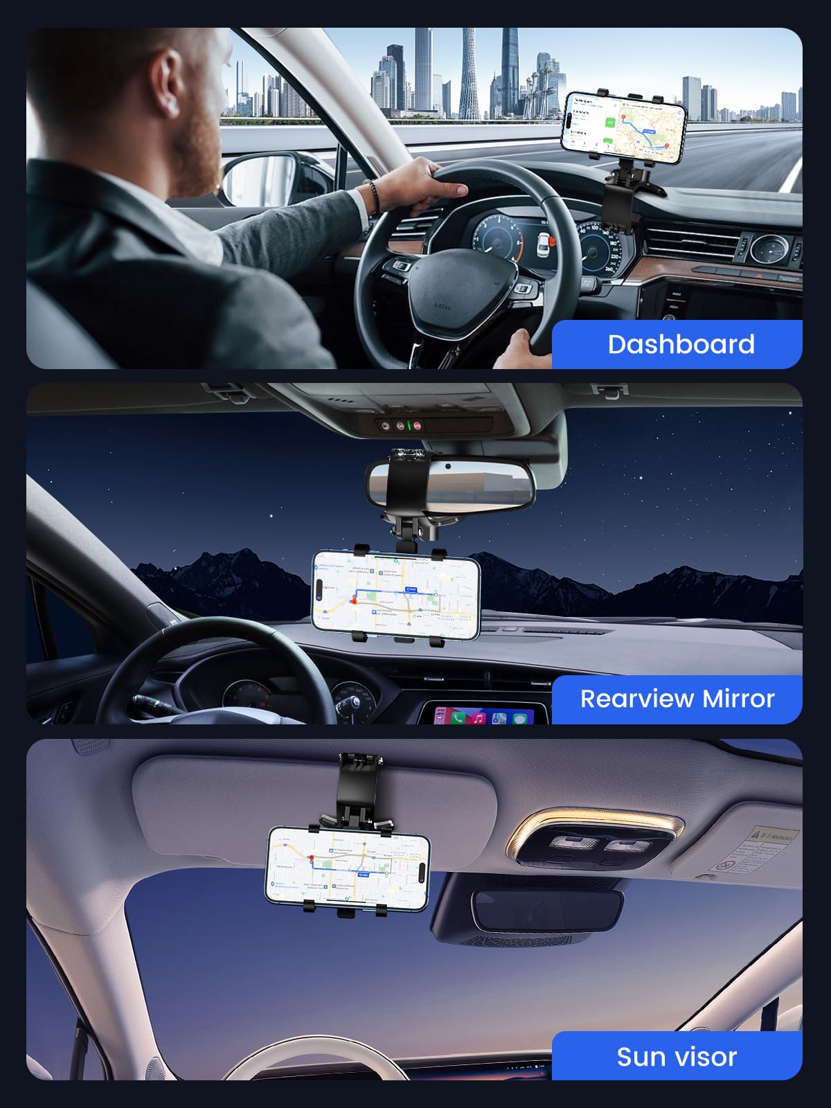 Jawhalt Car Phone Holder For Dashboard Cell Phone Mount For Car 360 Degree Rotation Clip Design Compatible With All Cell Smart P