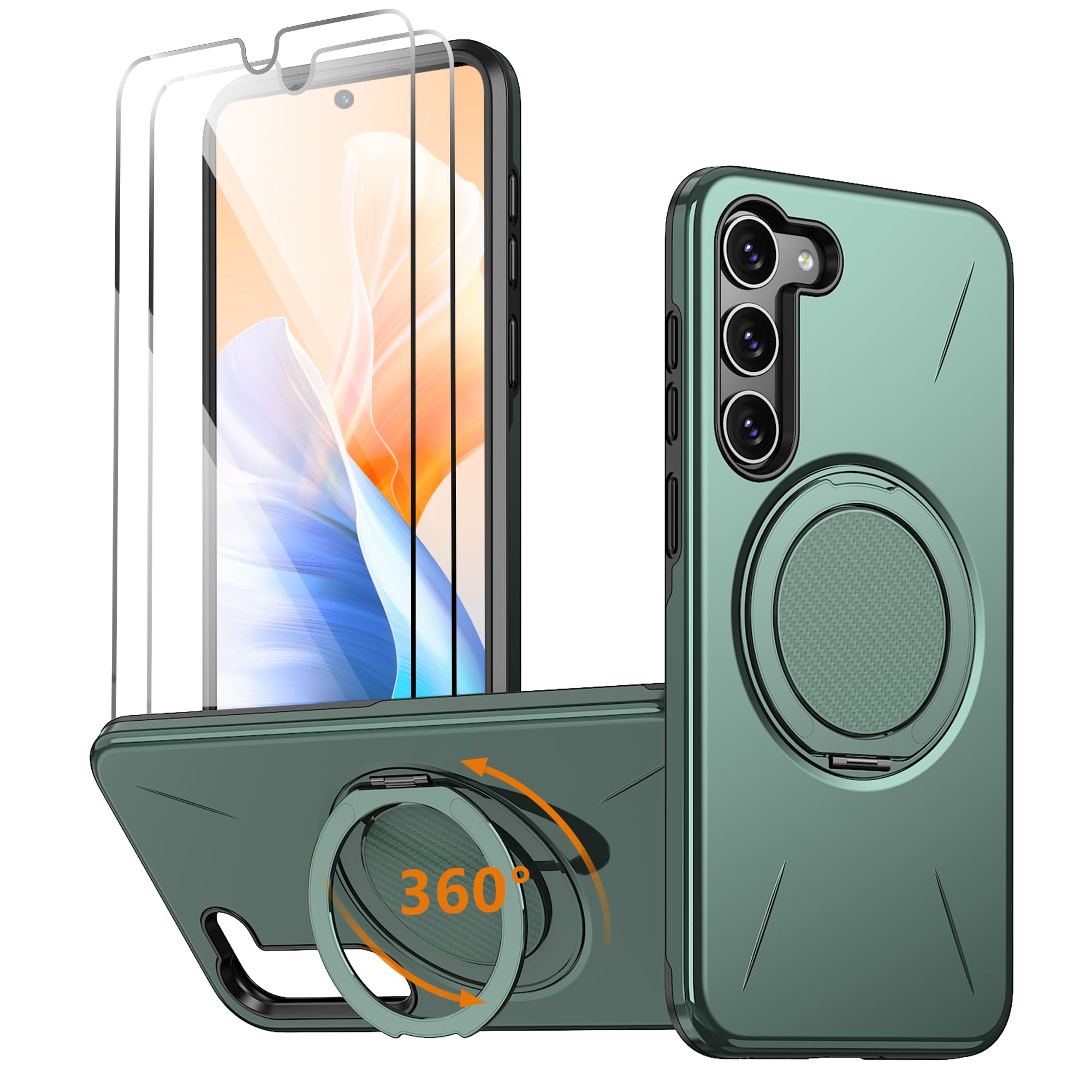 Imuruktek for S23 Phone Case [?????? ?????? ?????? ????????], with 2 HD Screen Protectors, Strong Magnetic & Invisible Kickstand