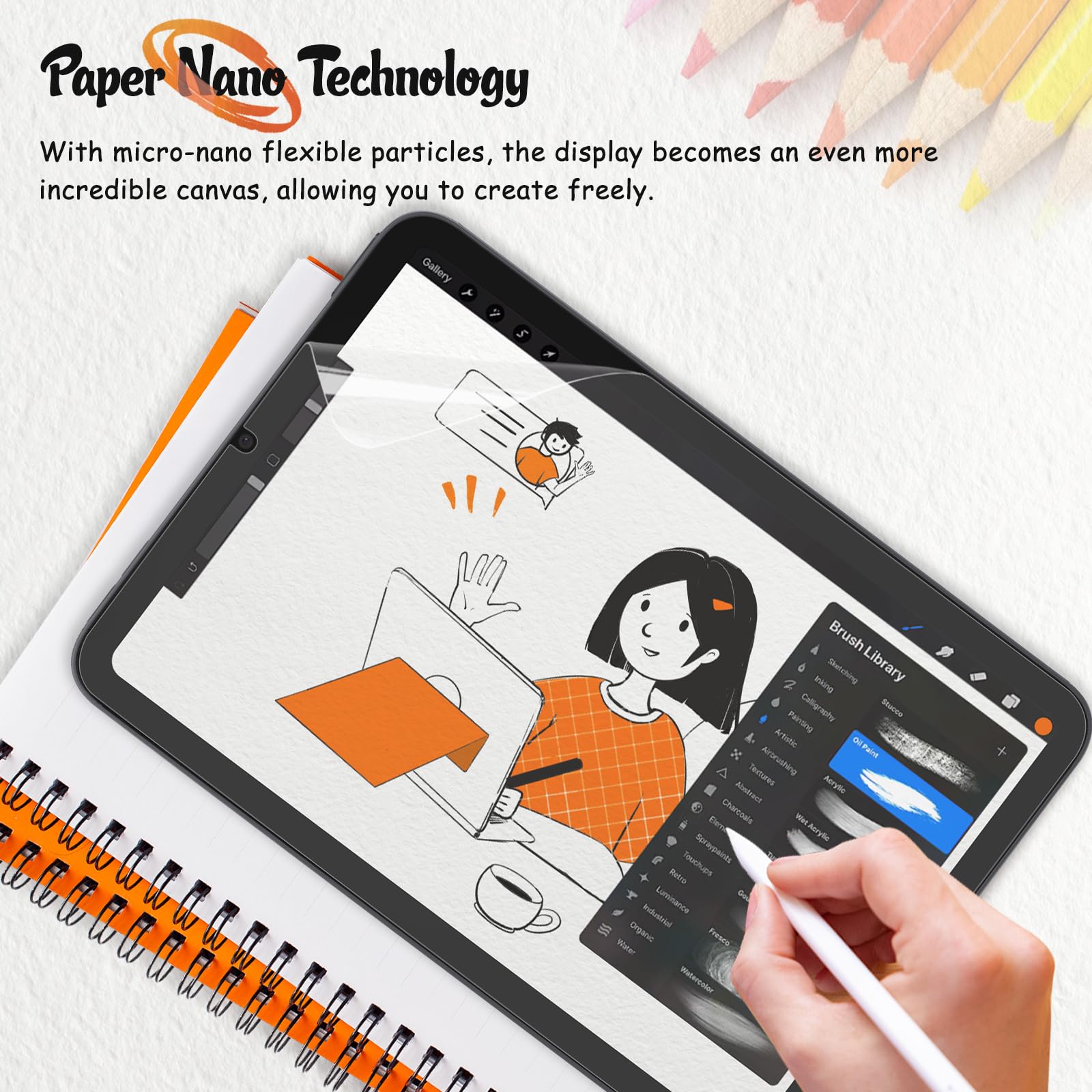 Kct 2 Pack Paperfeel Screen Protector Compatible With New Ipad Mini 7 2024 (A17 Pro) & Ipad Mini 6 Anti Glare & Anti Fingerprint & Matte Film For Drawing/Writing, Compatible With Apple Pencil