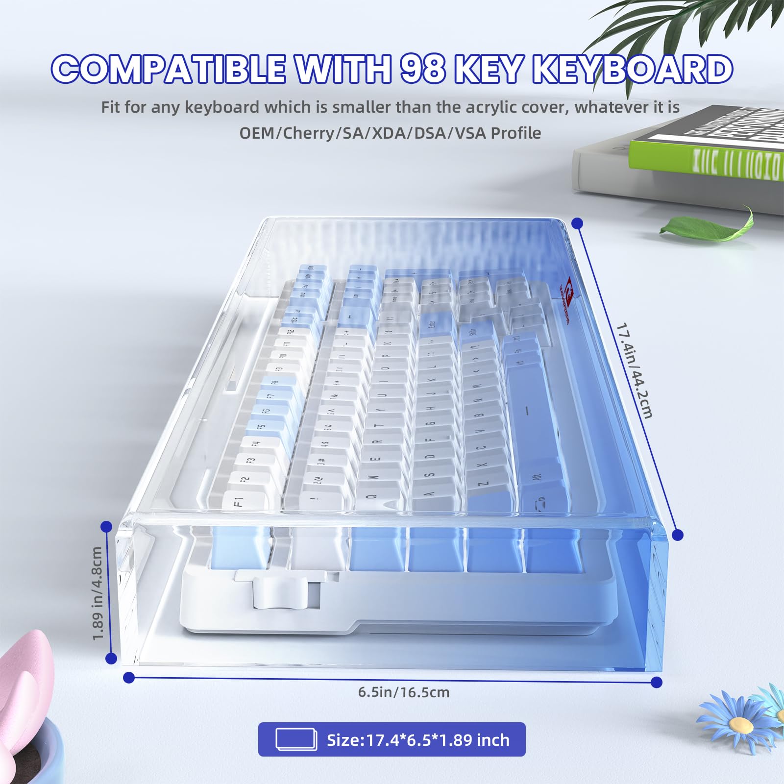 Ziyou Lang Kc04 Acrylic Clear Transparent Keyboard Cover(17.4*6.5*1.89) With Dustproof Waterproof Anti Hit Anti Cat Protective C