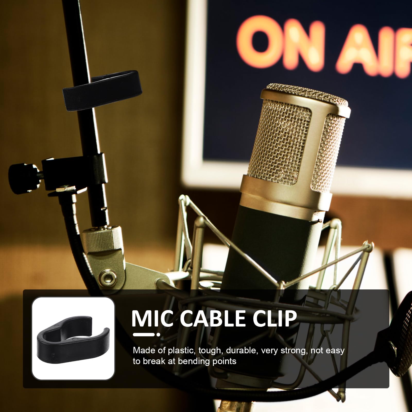 Topperfun 10Pcs Microphone Wire Clips, 25Mm Microphone Boom Wire Clips, 1In Microphone Stand Wire Clips, Microphone Accessories