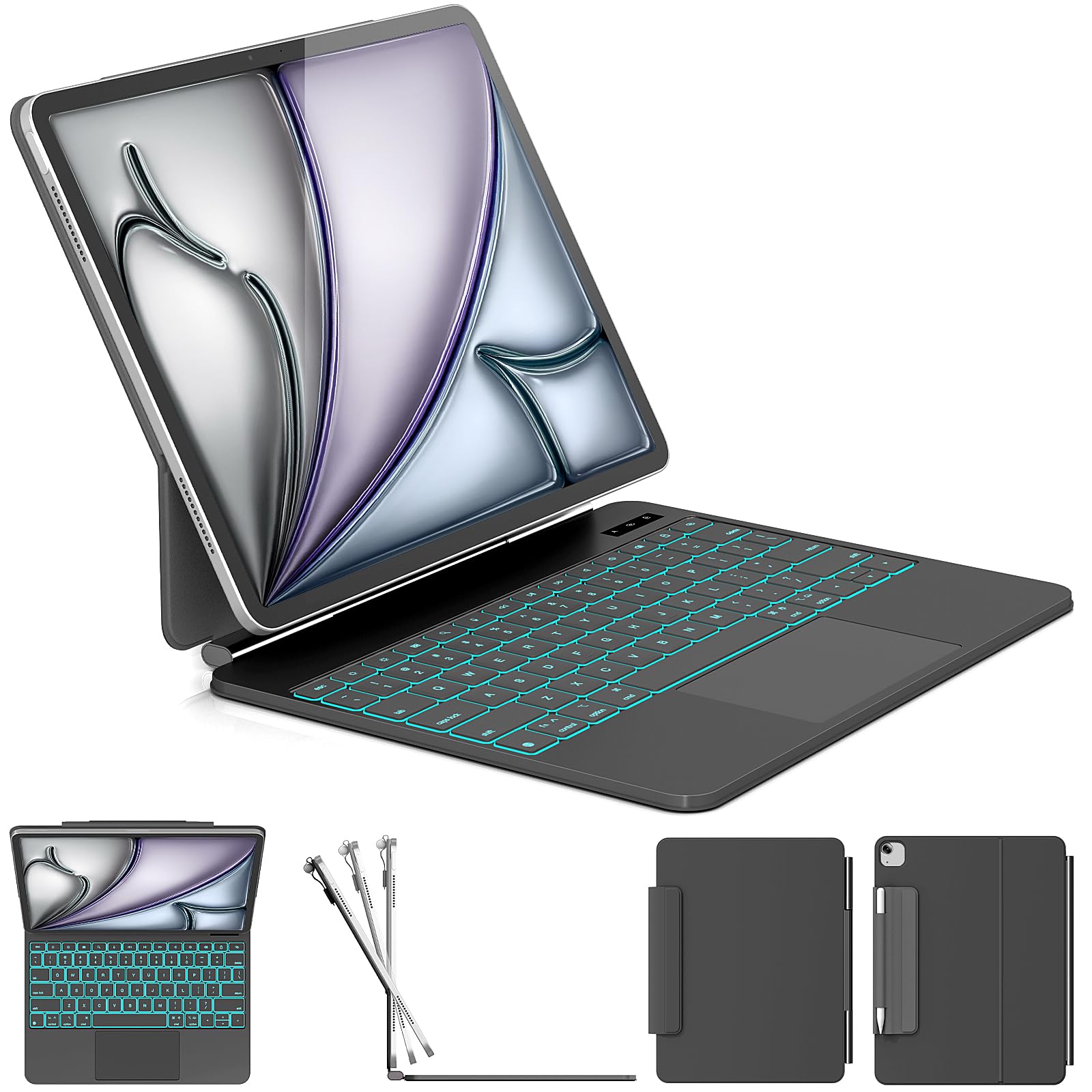 ZYNTHRALIX for iPad Air 13/Pro 12.9 (36) Keyboard Case, FullArea Trackpad