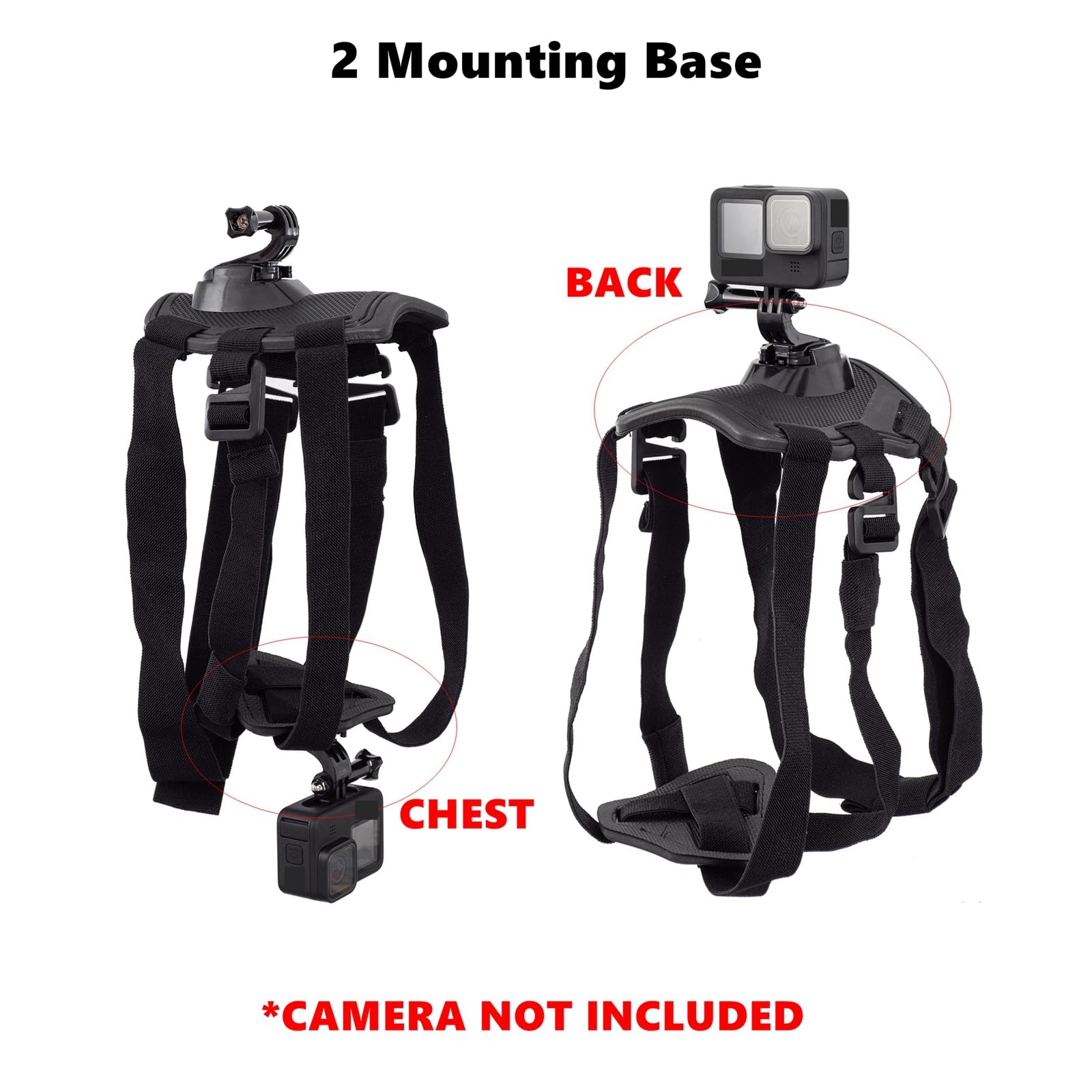 Dog Harness For Gopro, Soft And Adjustable Pet Harness Mount Vest With 2 Mouting Base, For Chest And Back Fixation For Gopro Hero All Models And Other Sports Cameras, Suitable For Medium Large Dogs