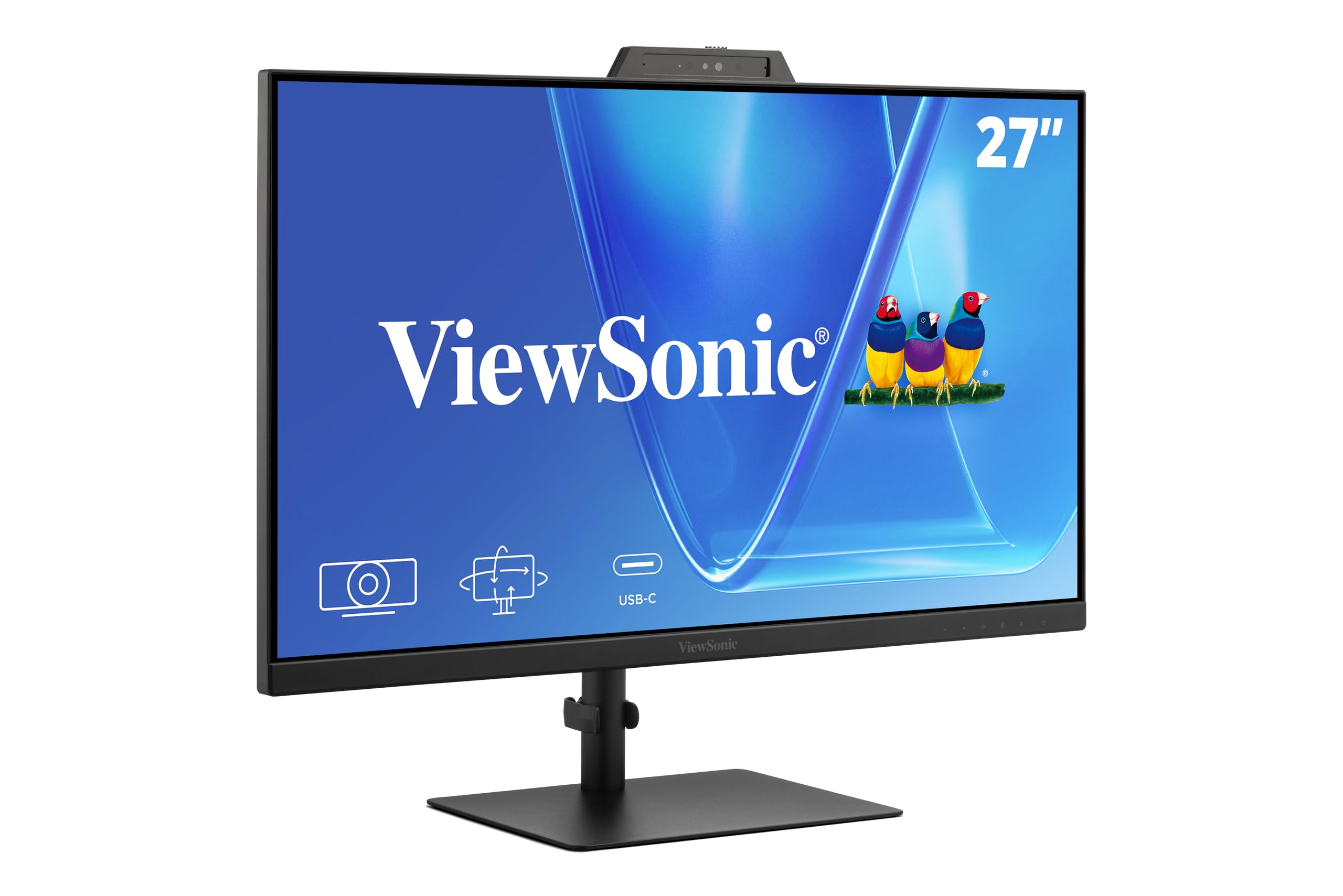 ViewSonic VG2741V 27 Inch 1080p Monitor, IPS Display with Windows Hello, Built-in Microphone, and IR 5MP Webcam for Smooth Video
