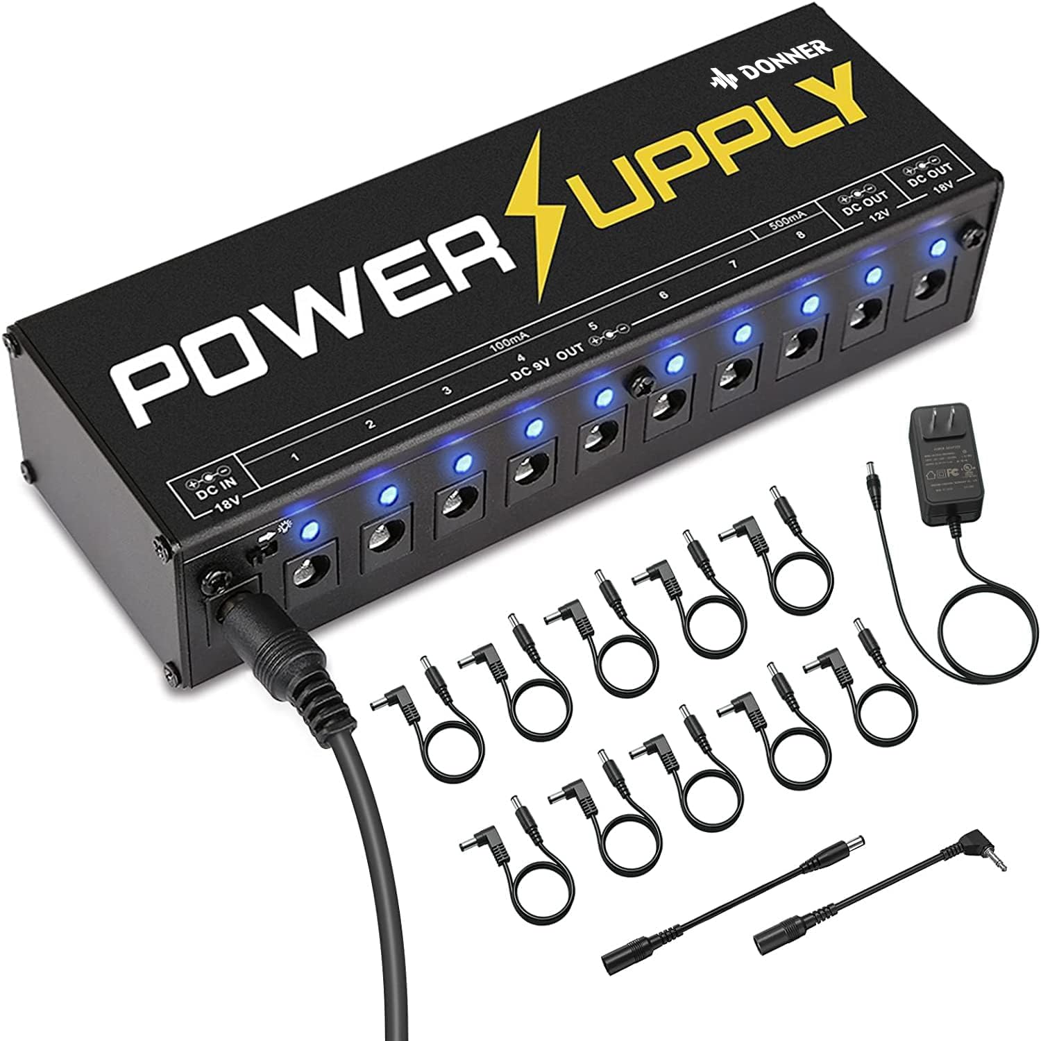 Donner Dp 1 Guitar Power Supply 10 Isolated Dc Output For 9V/12V/18V Effect Pedal